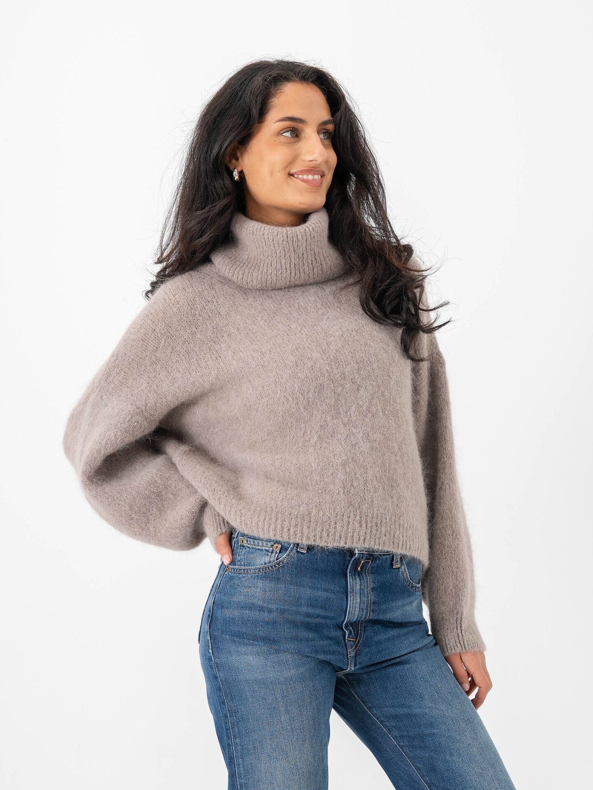 American Dreams Andrea Rollneck Alpaca Pullover Light Taupe