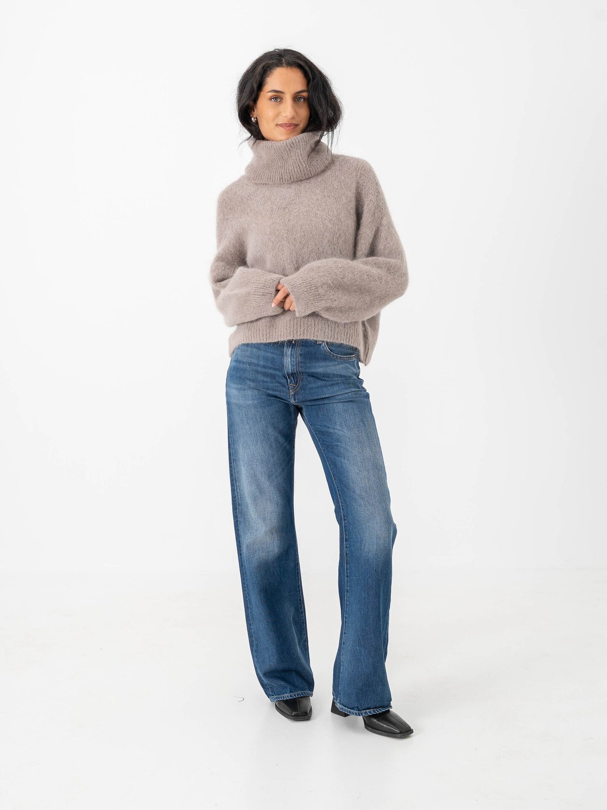 American Dreams Andrea Rollneck Alpaca Pullover Light Taupe