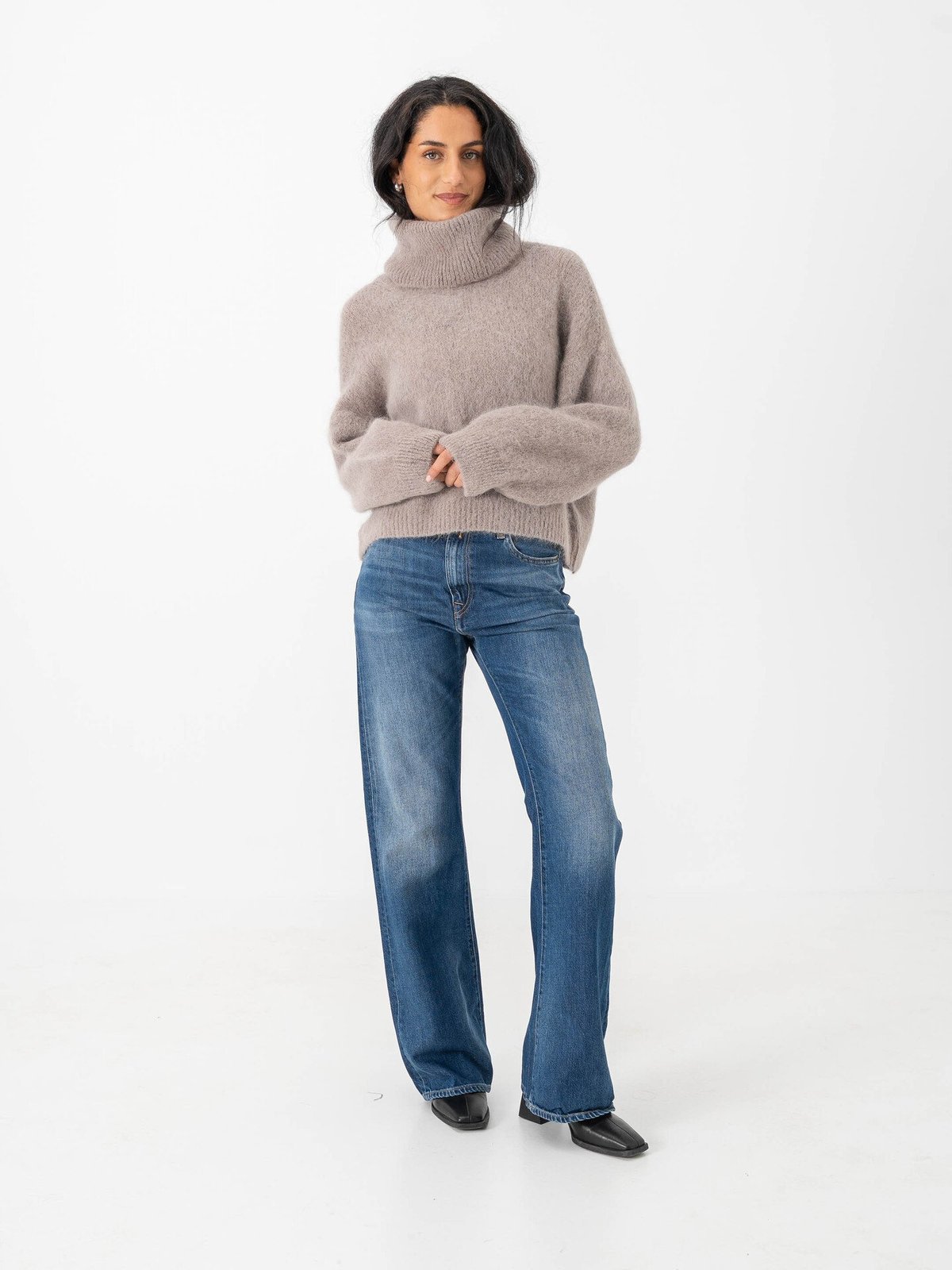 American Dreams Andrea Rollneck Alpaca Pullover Light Taupe