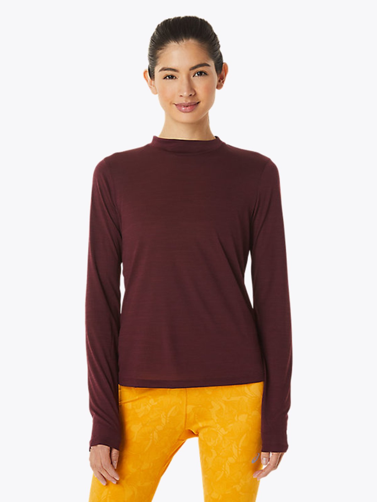 ASICS Mock Neck Run Long Sleeve Top Deep Mars