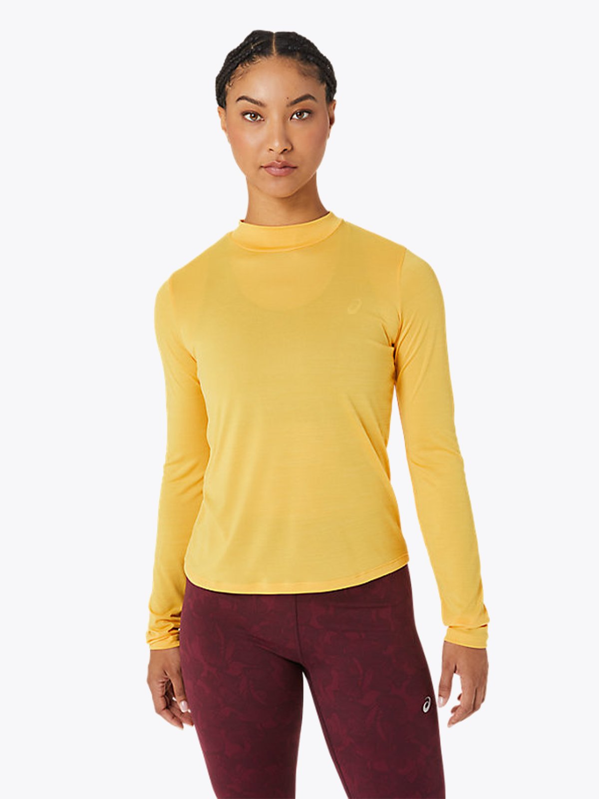 ASICS Mock Neck Run Long Sleeve Top Tiger Yellow