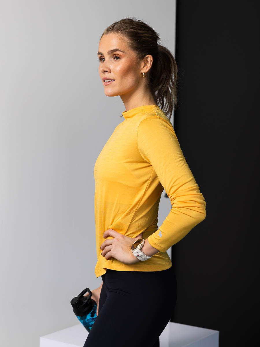 ASICS Mock Neck Run Long Sleeve Top Tiger Yellow