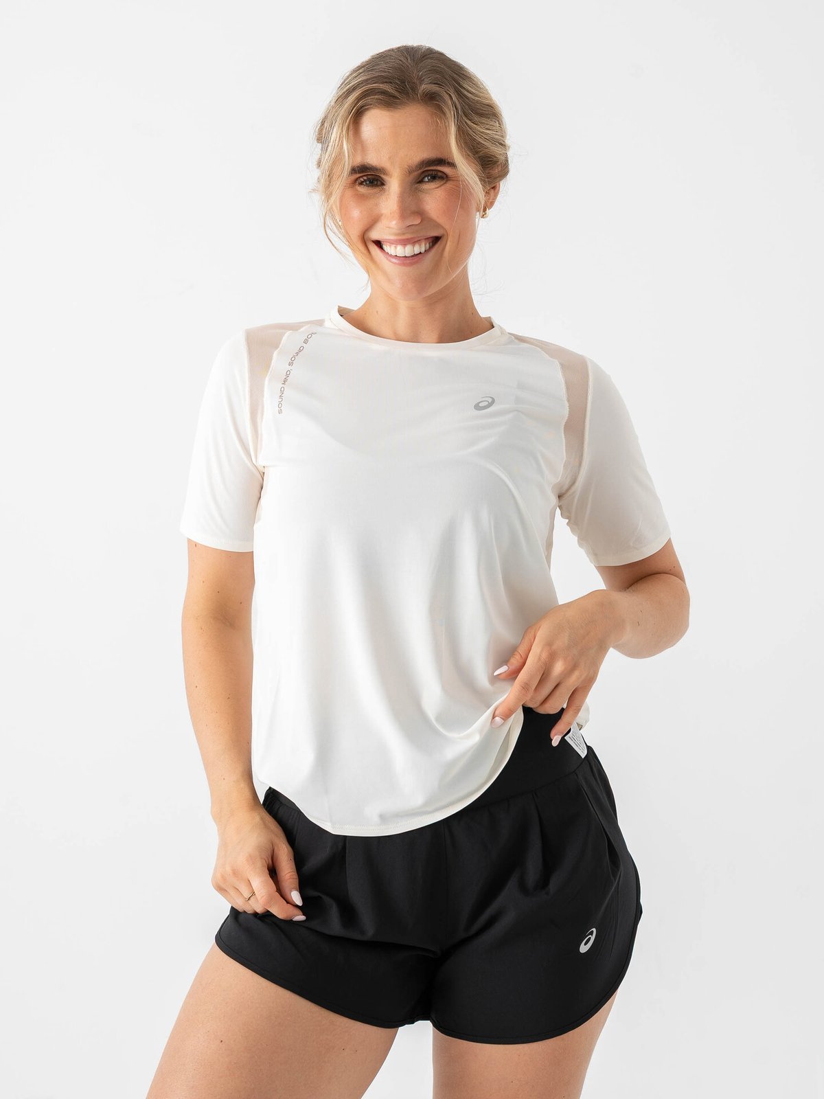 ASICS Road Short Sleeve Top Cream