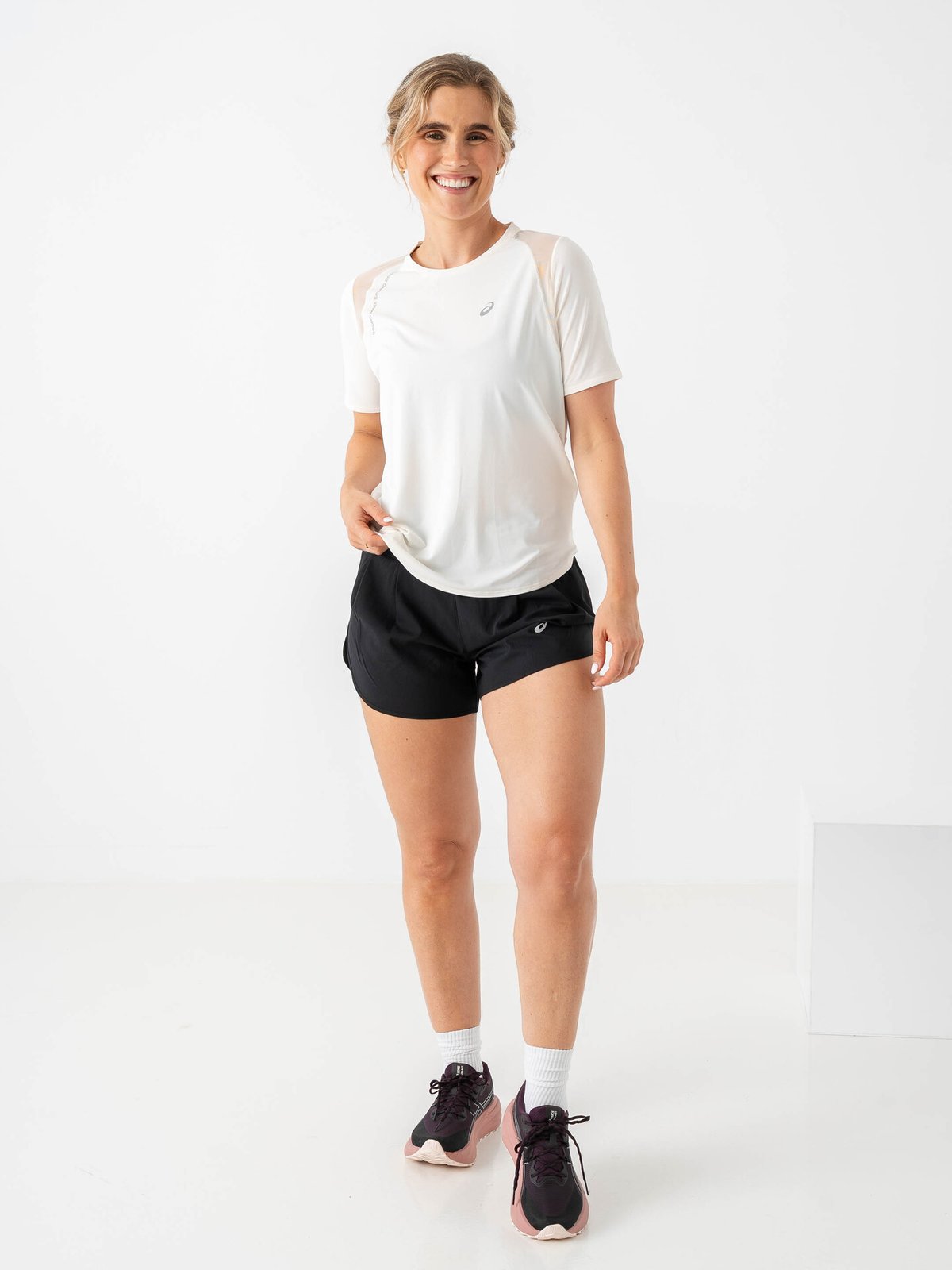 ASICS Road Short Sleeve Top Cream