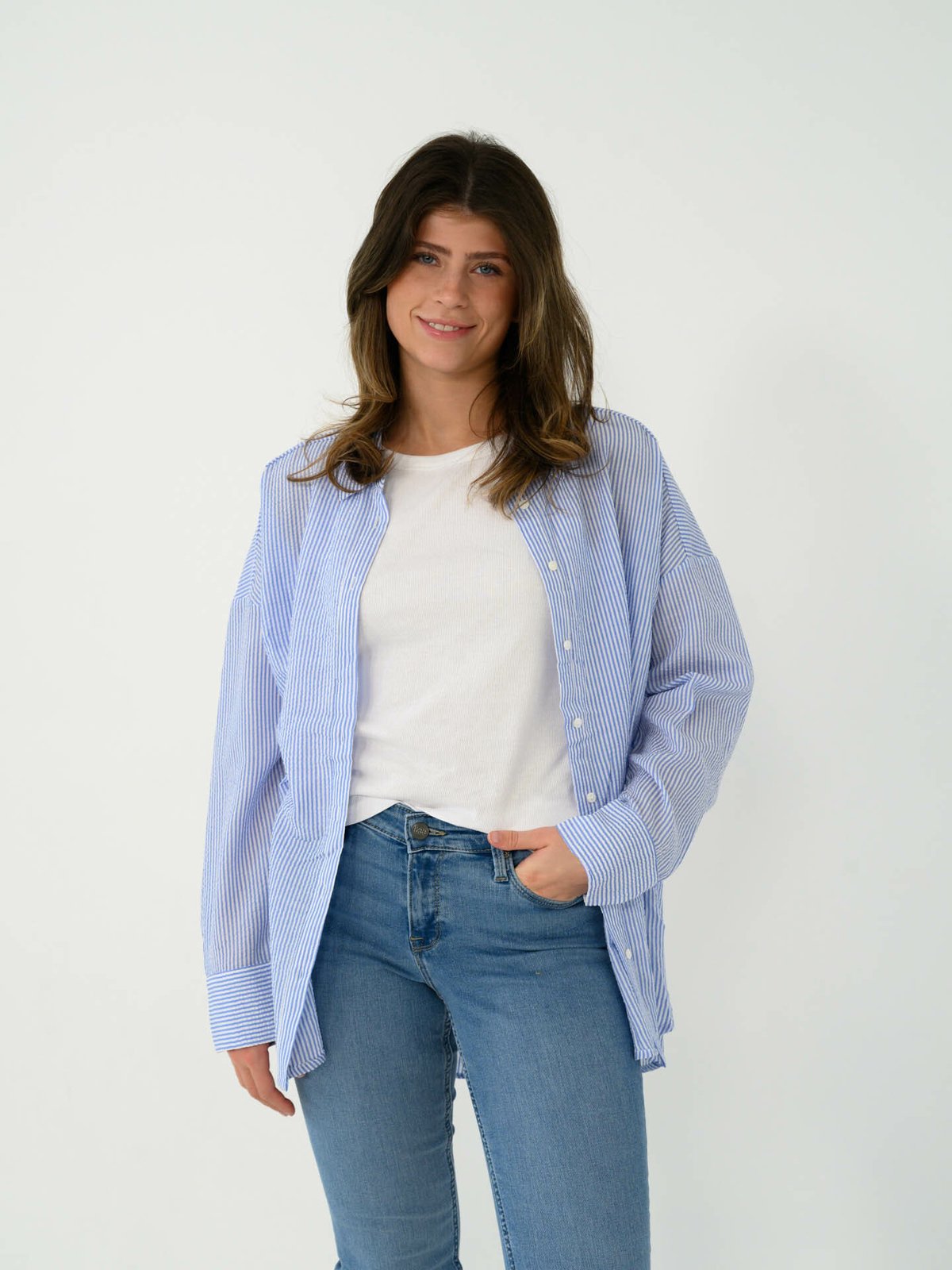 A-View Sonja shirt Blue/white stribe