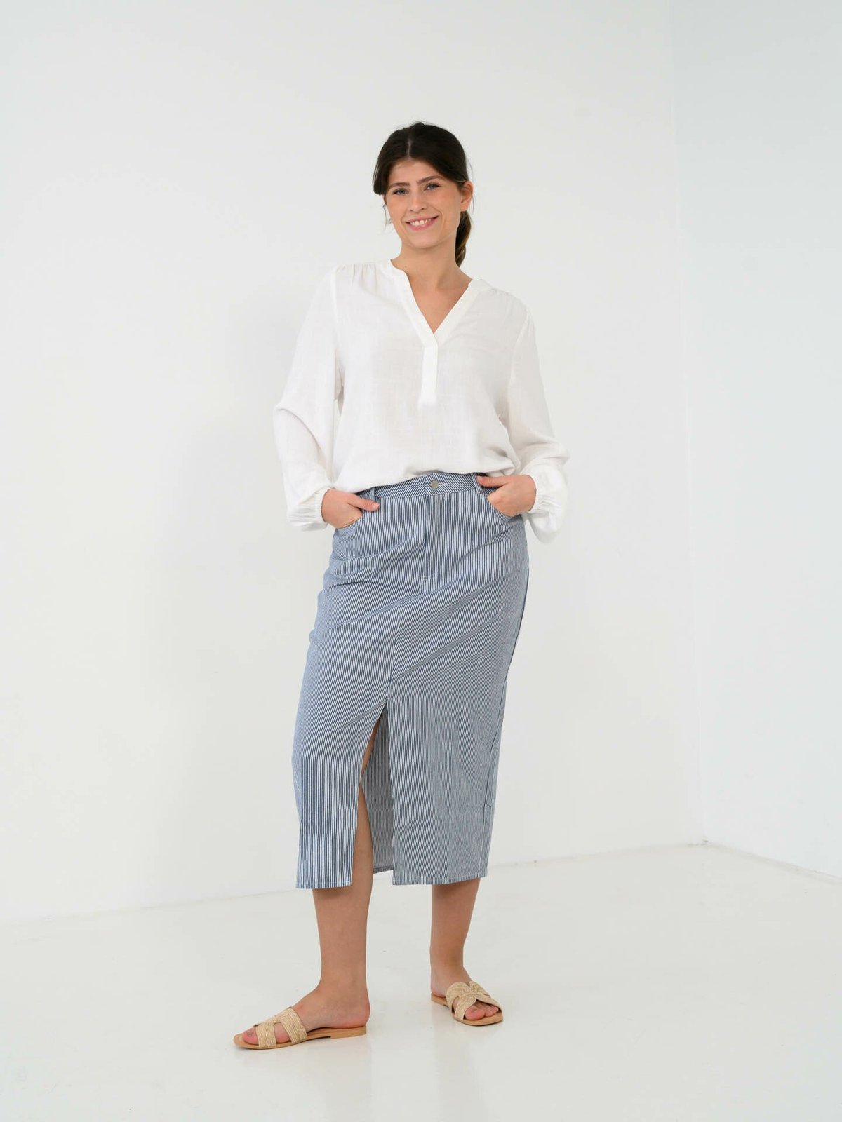 A-View Kana skirt Blue/white stribe