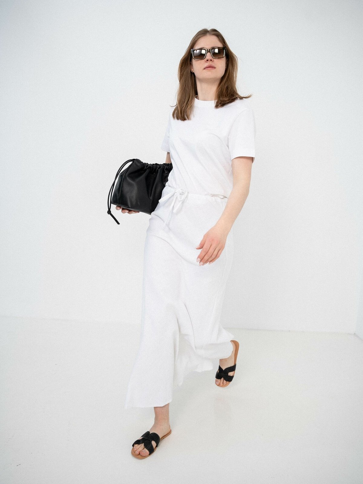 A-View Linen maxi skirt White