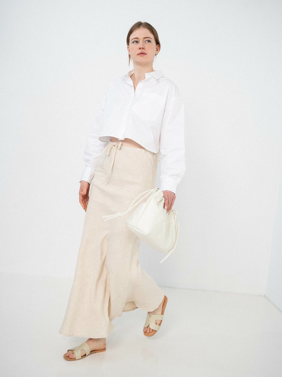 A-View Linen maxi skirt Beige