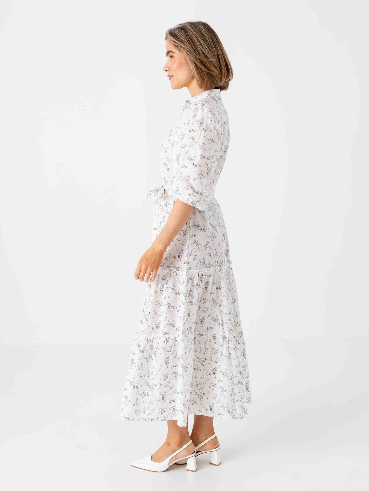 A-View Kate Long Dress Off White / Blue