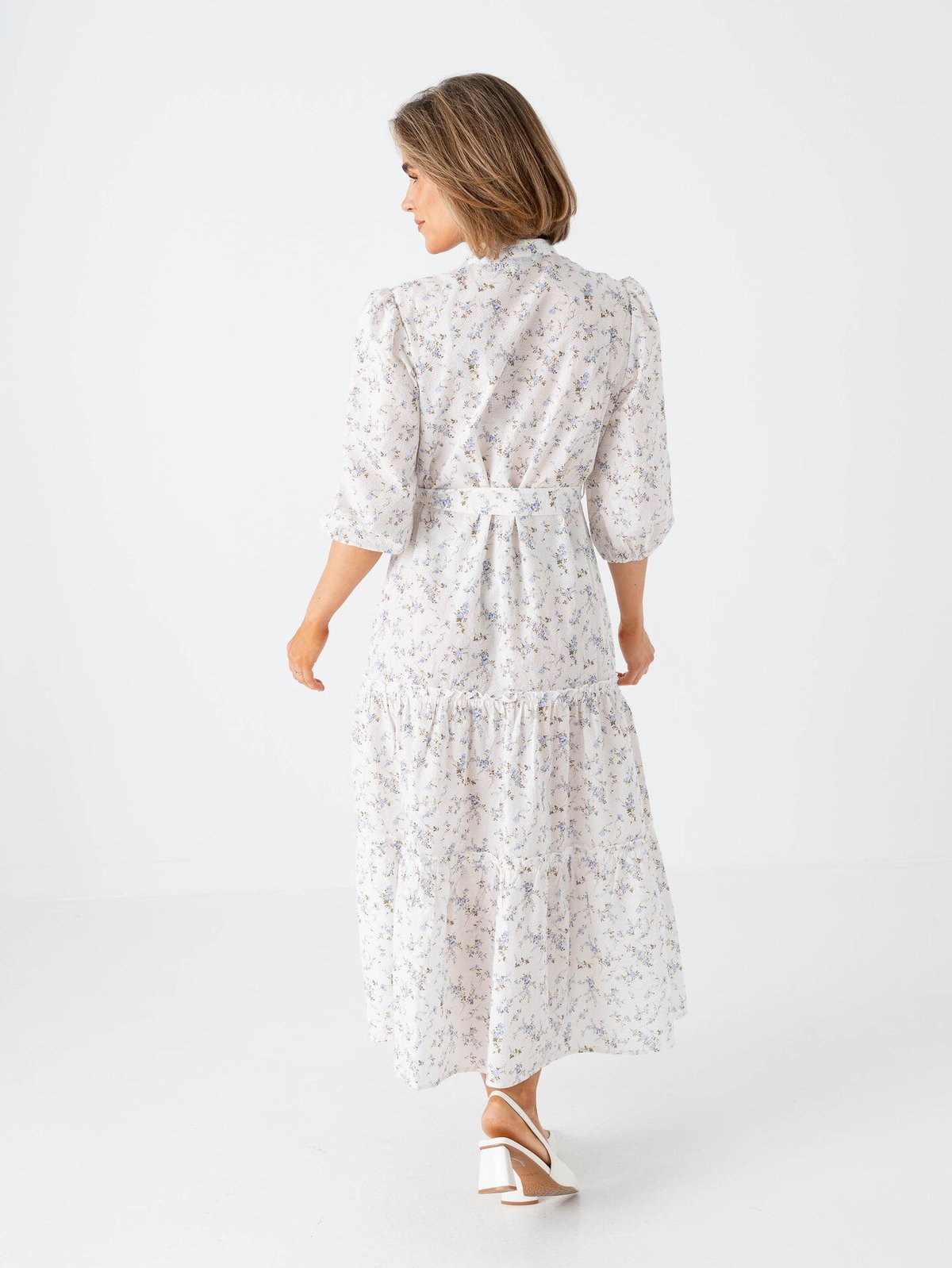 A-View Kate Long Dress Off White / Blue