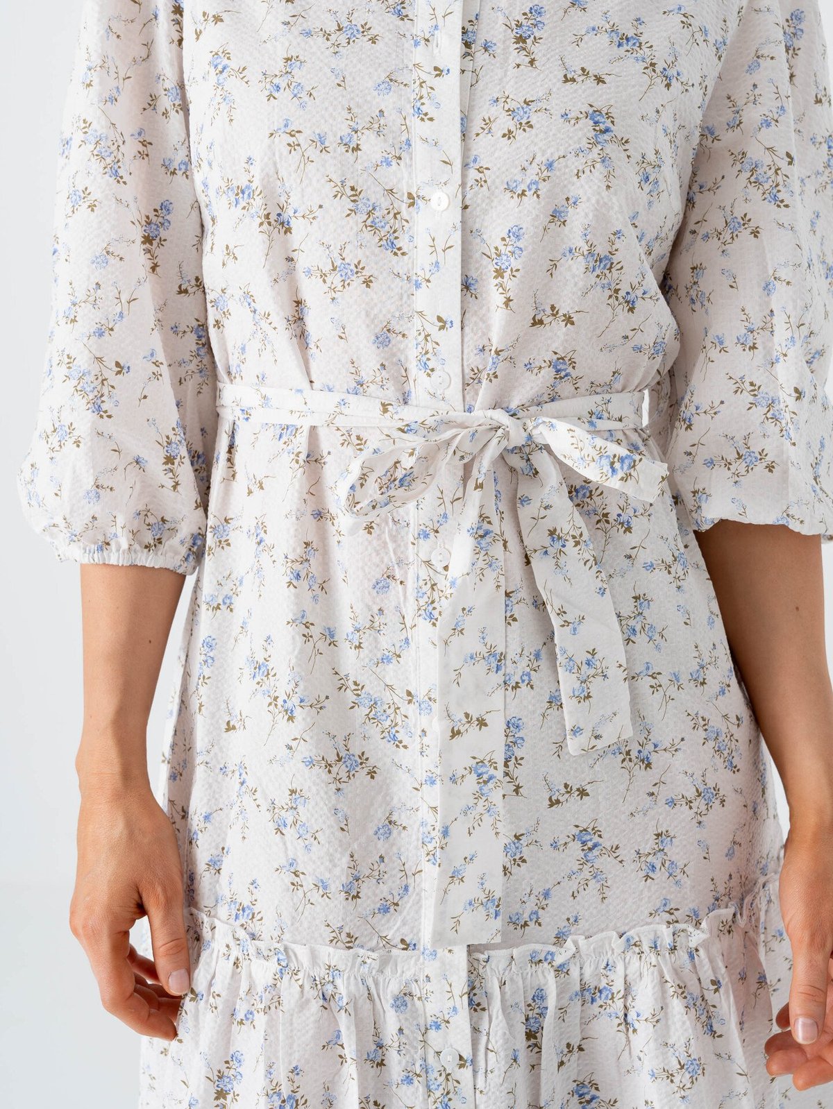 A-View Kate Long Dress Off White / Blue