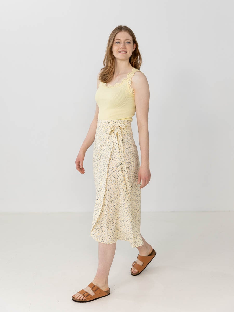 A-View Peony Wrap Skirt Light Yellow