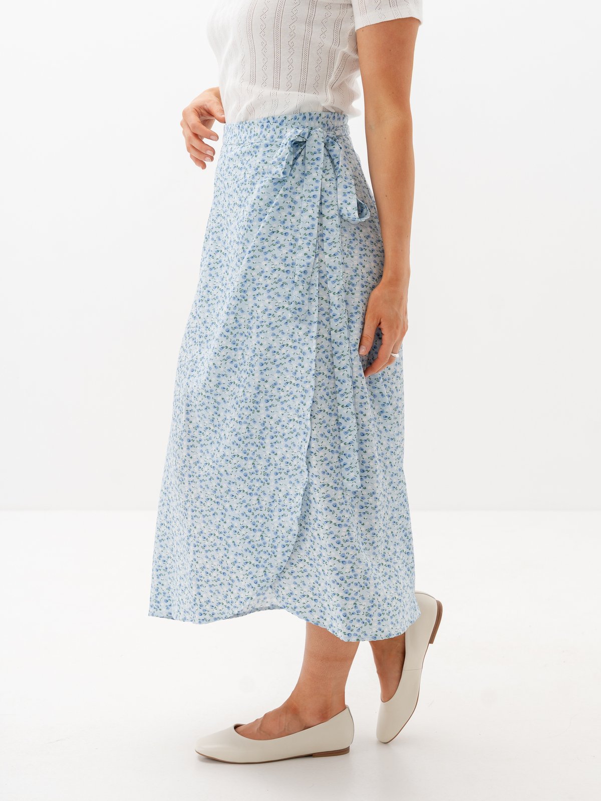 A-View Peony Wrap Skirt Blue/white