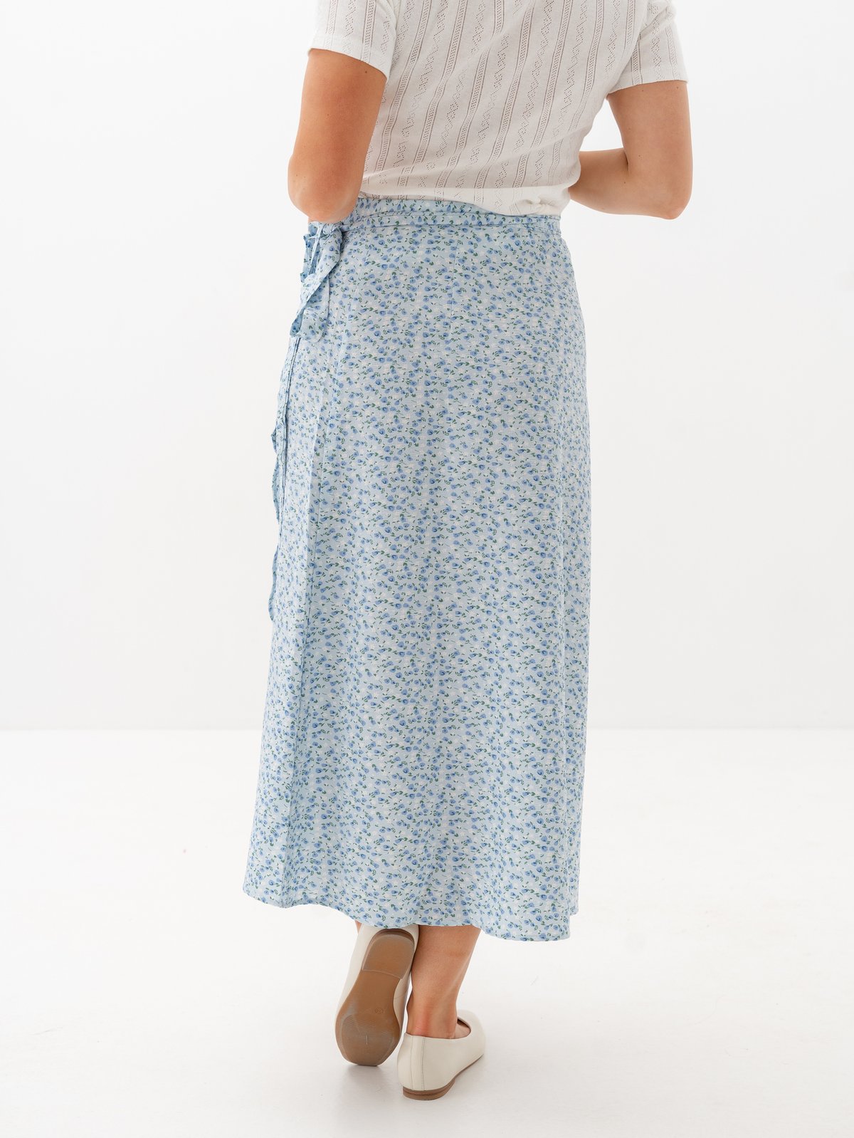 A-View Peony Wrap Skirt Blue/white