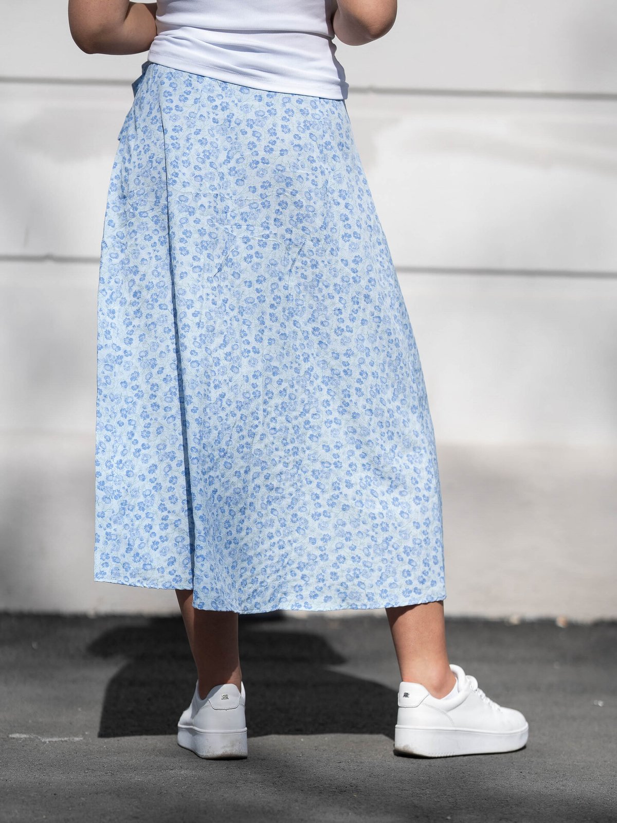 A-View Peony Wrap Skirt Sky Blue