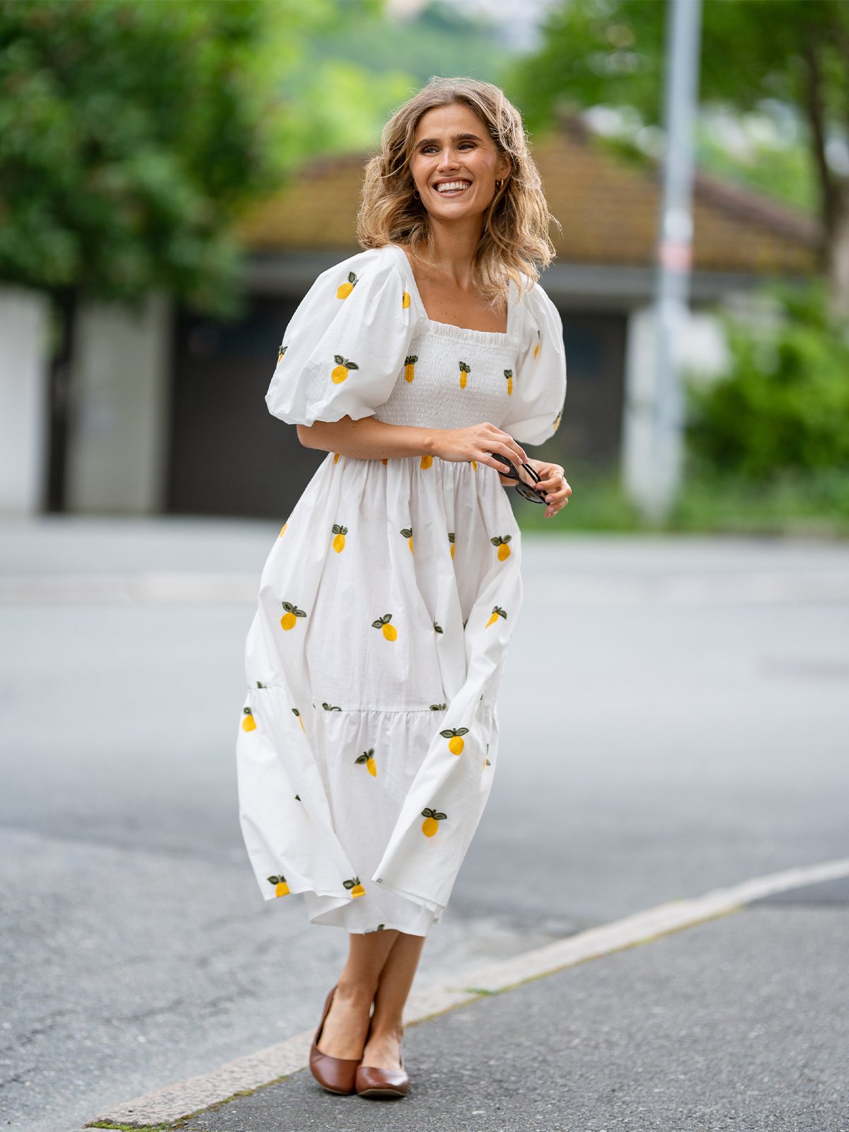 A-View Cheri Fruit Dress White/Yellow