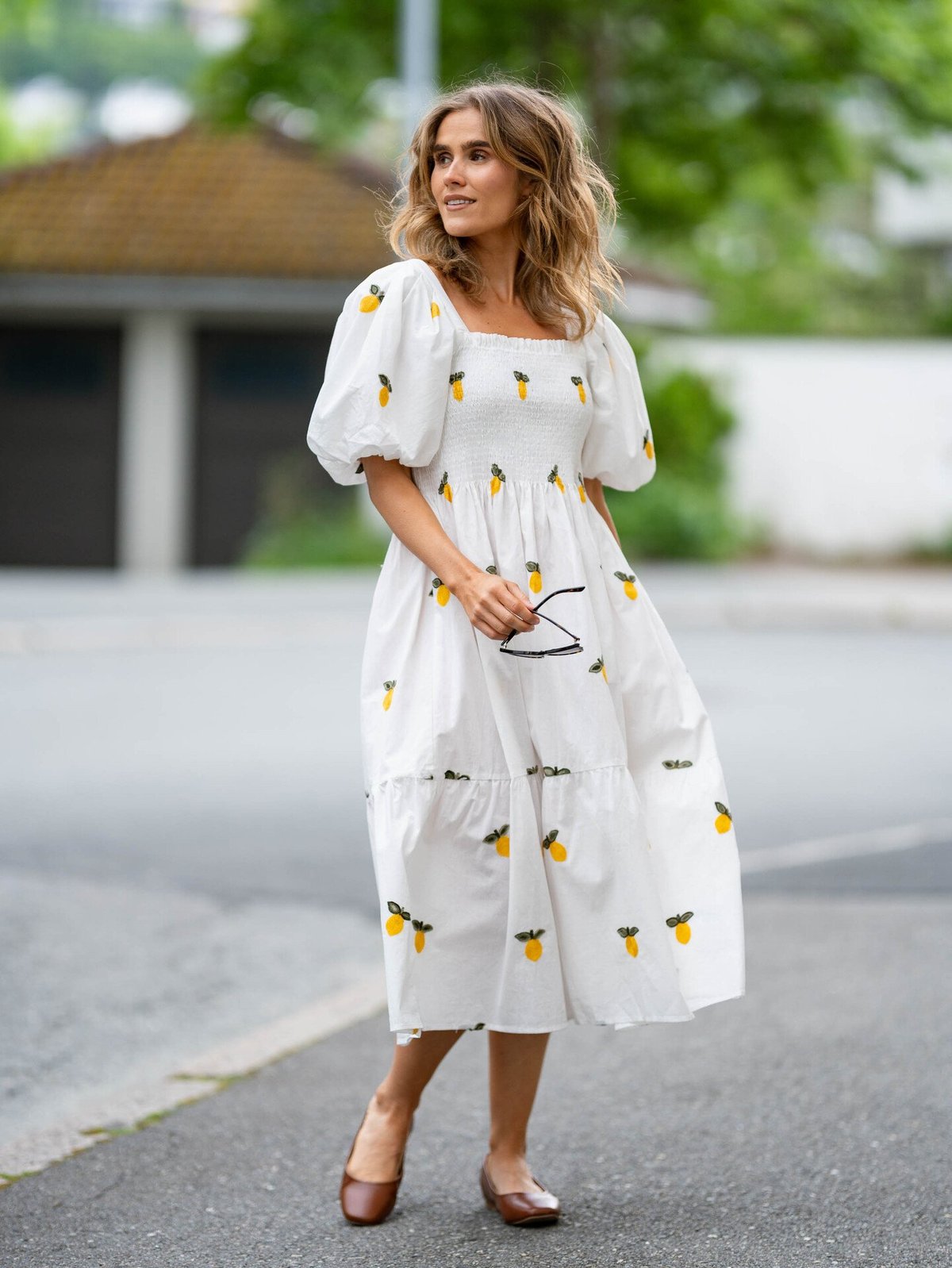 A-View Cheri Fruit Dress White/Yellow