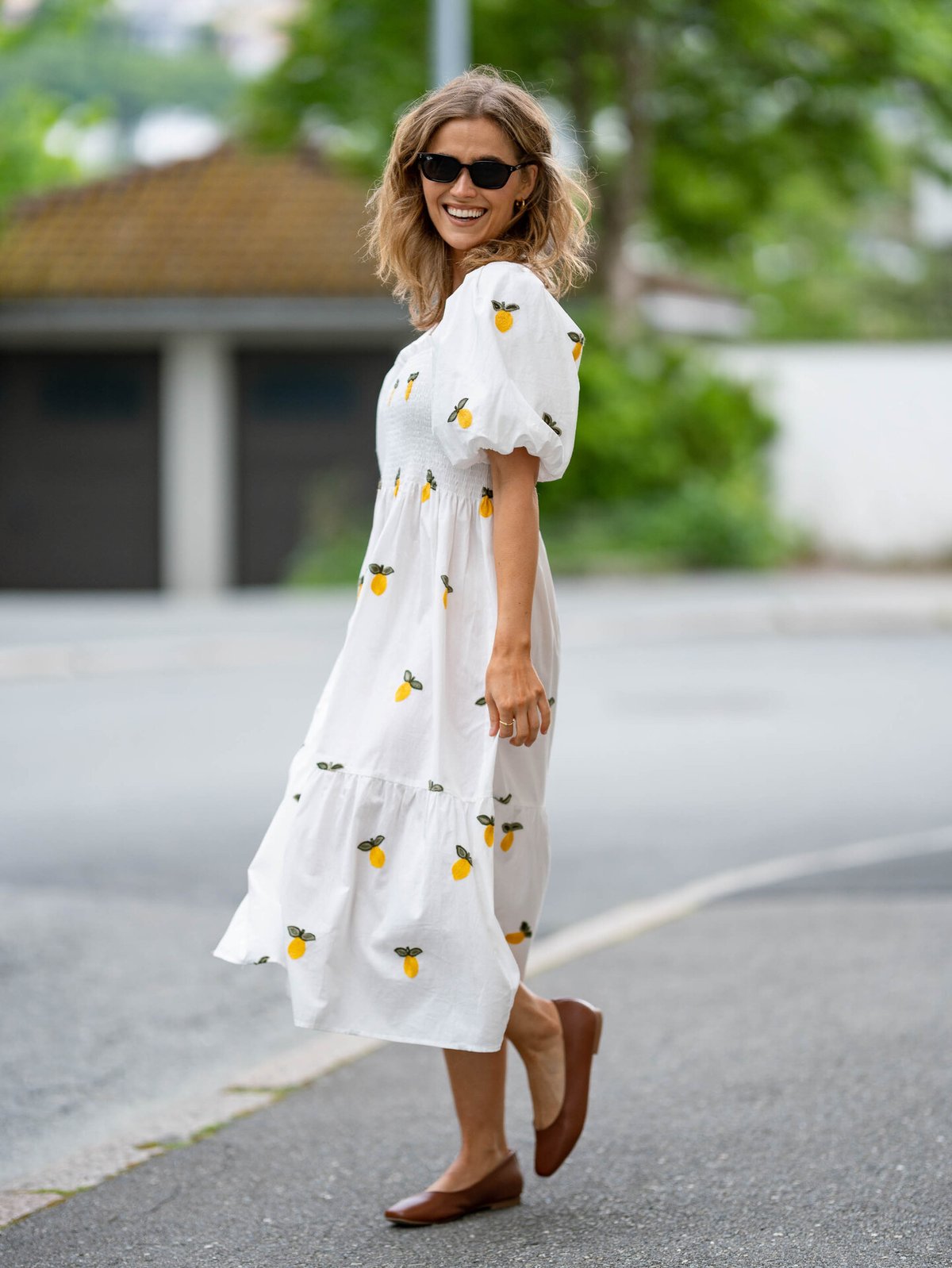 A-View Cheri Fruit Dress White/Yellow