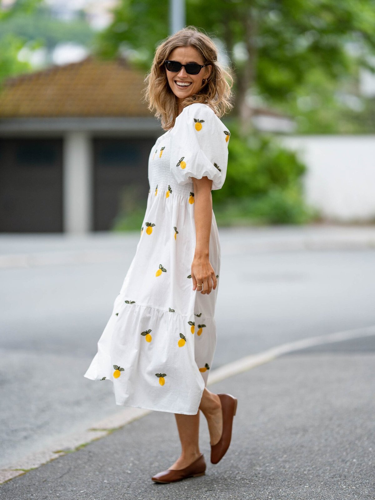 A-View Cheri Fruit Dress White/Yellow