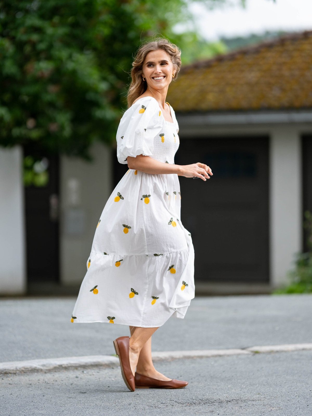 A-View Cheri Fruit Dress White/Yellow