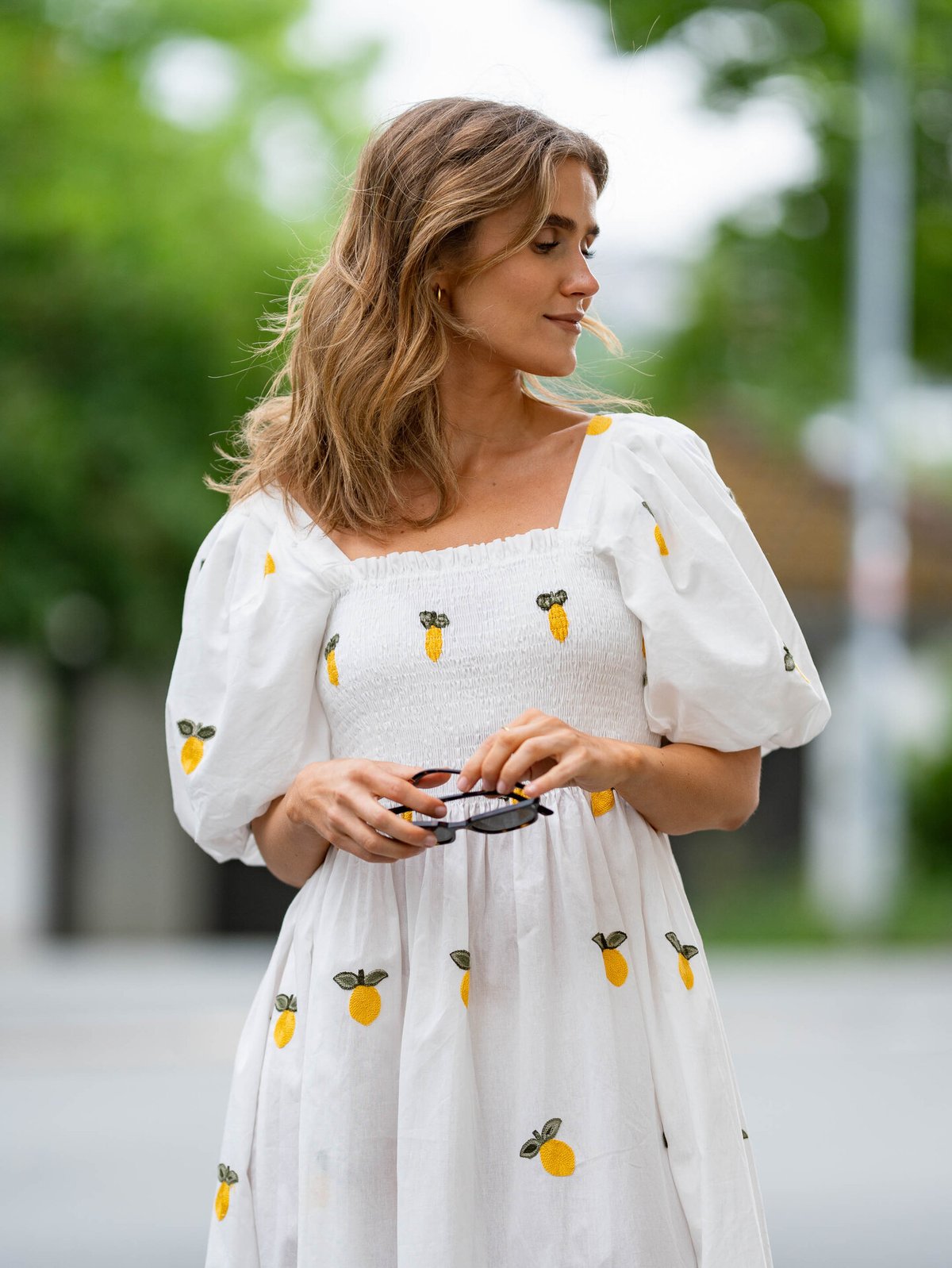 A-View Cheri Fruit Dress White/Yellow