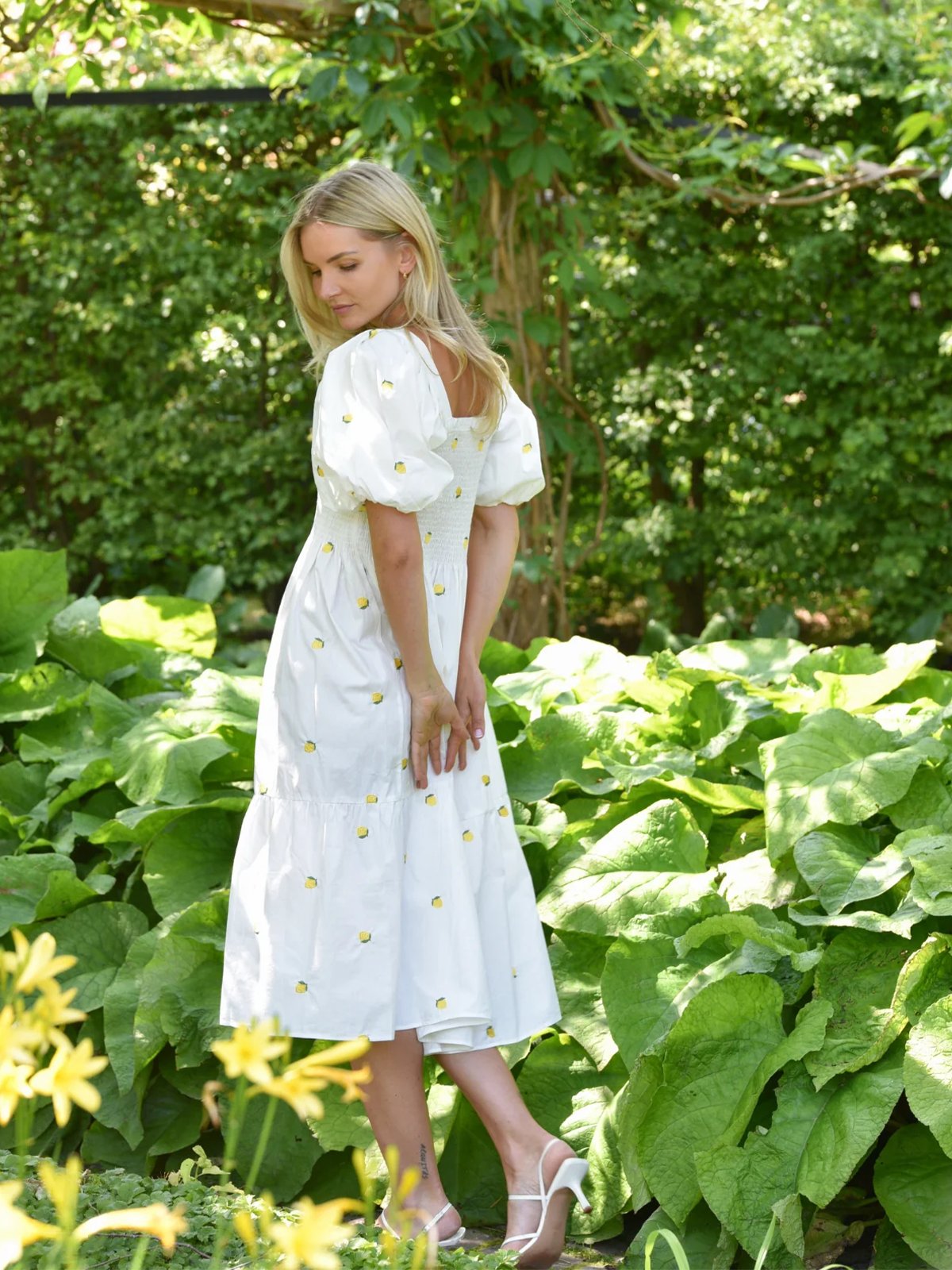 A-View Cheri Fruit Dress White / Yellow