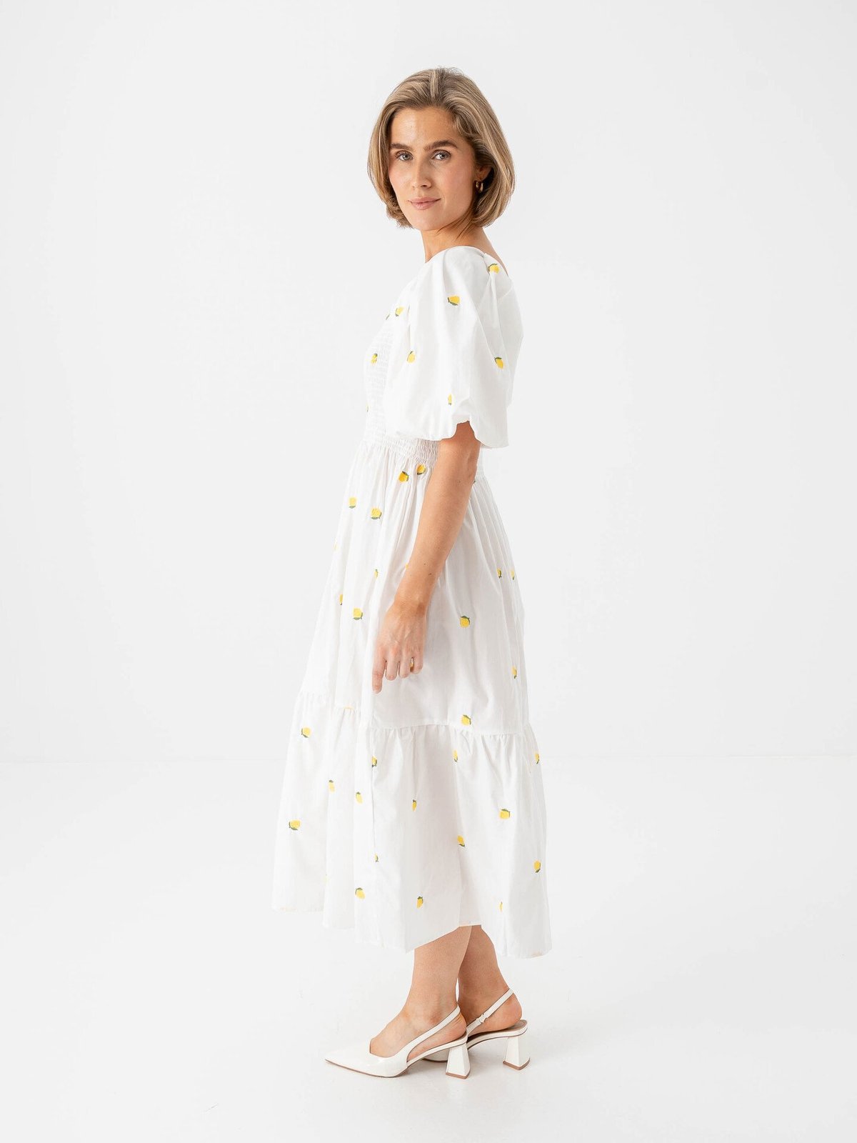 A-View Cheri Fruit Dress White / Yellow