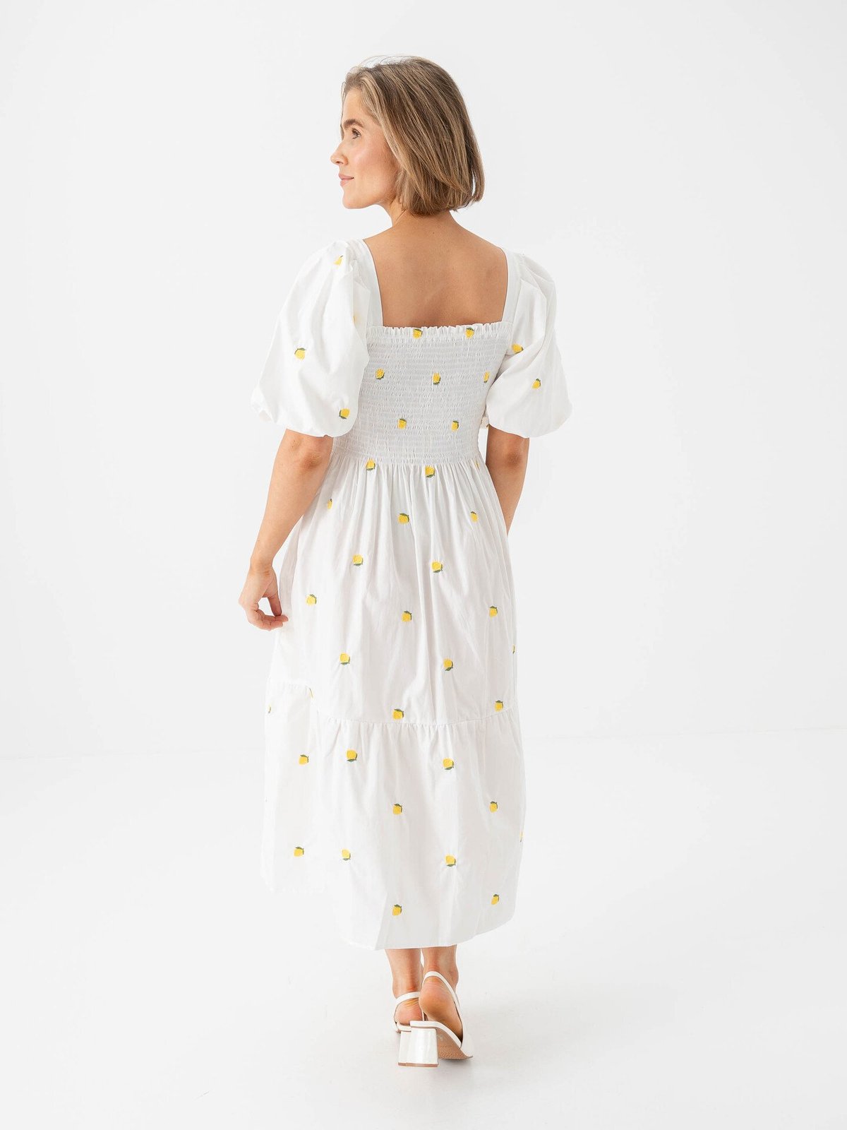 A-View Cheri Fruit Dress White / Yellow