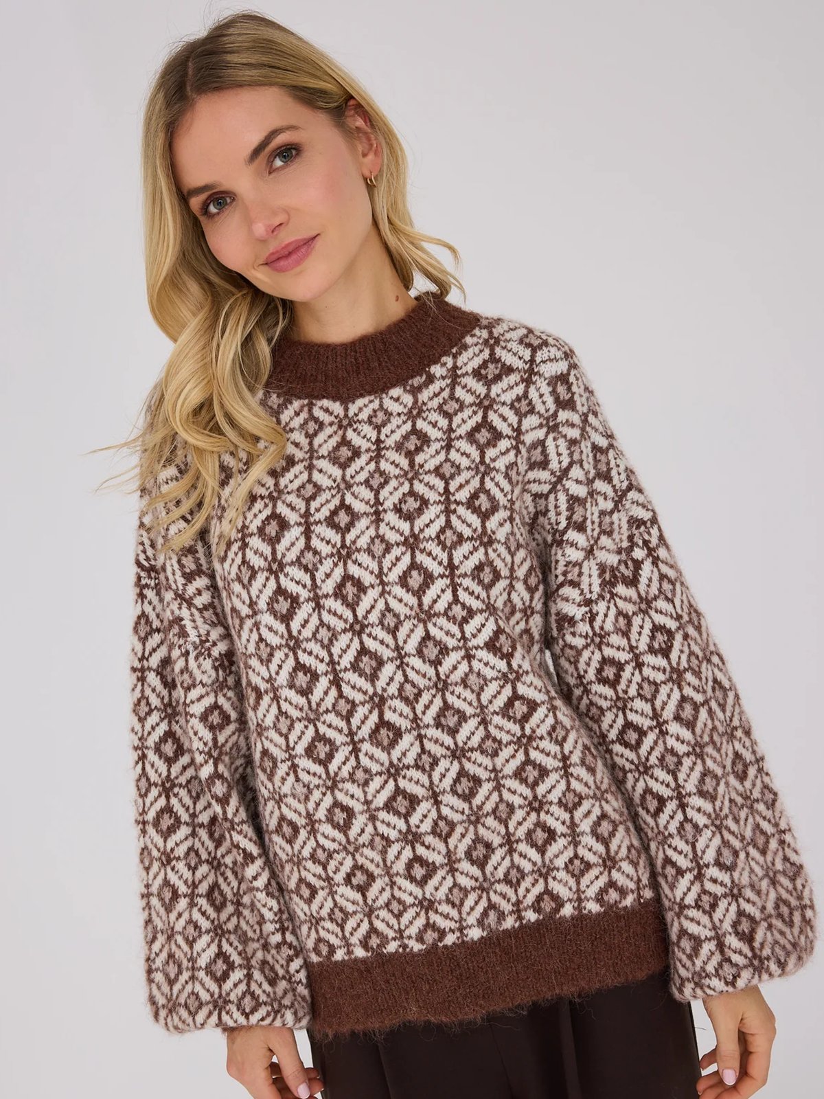 A-View Stavanger Knit Pullover 071 Cream/brown