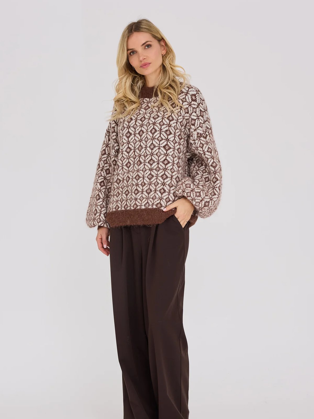 A-View Stavanger Knit Pullover 071 Cream/brown
