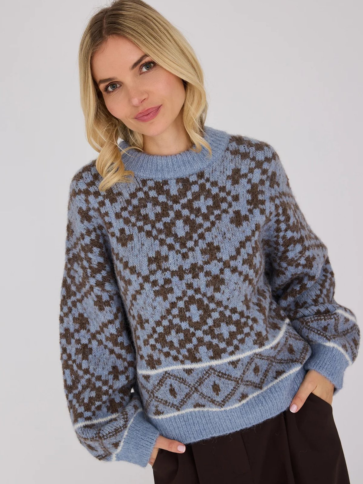 A-View Luxana Knit Pullover Brown / Blue