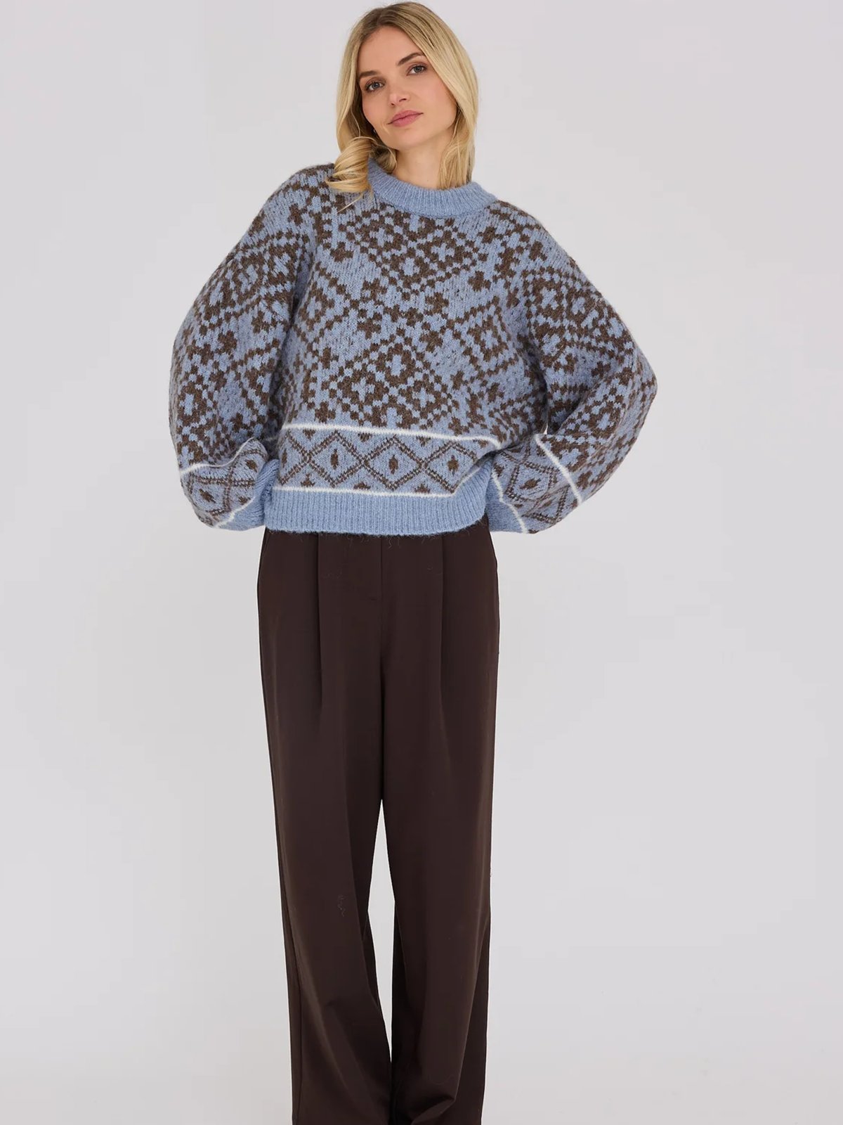 A-View Luxana Knit Pullover Brown / Blue