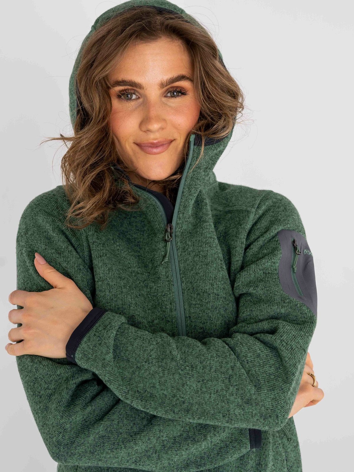 Bergans Kamphaug Knitted Hoodie Dark Jade Green