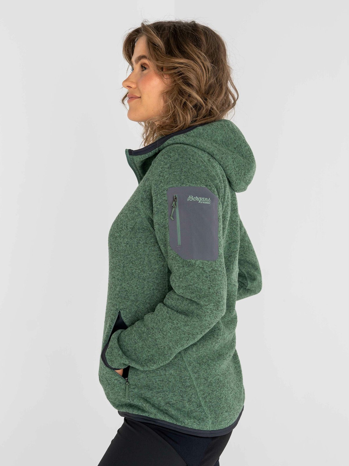 Bergans Kamphaug Knitted Hoodie Dark Jade Green
