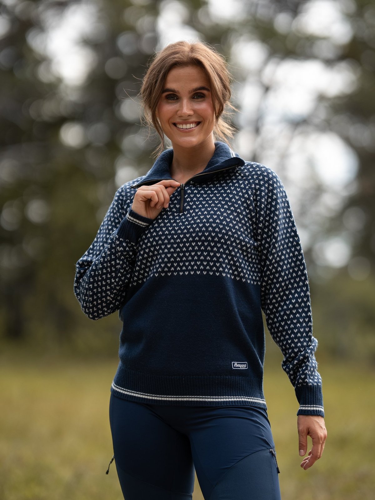 Bergans Alvdal Wool Half Zip Navy / Vanilla White