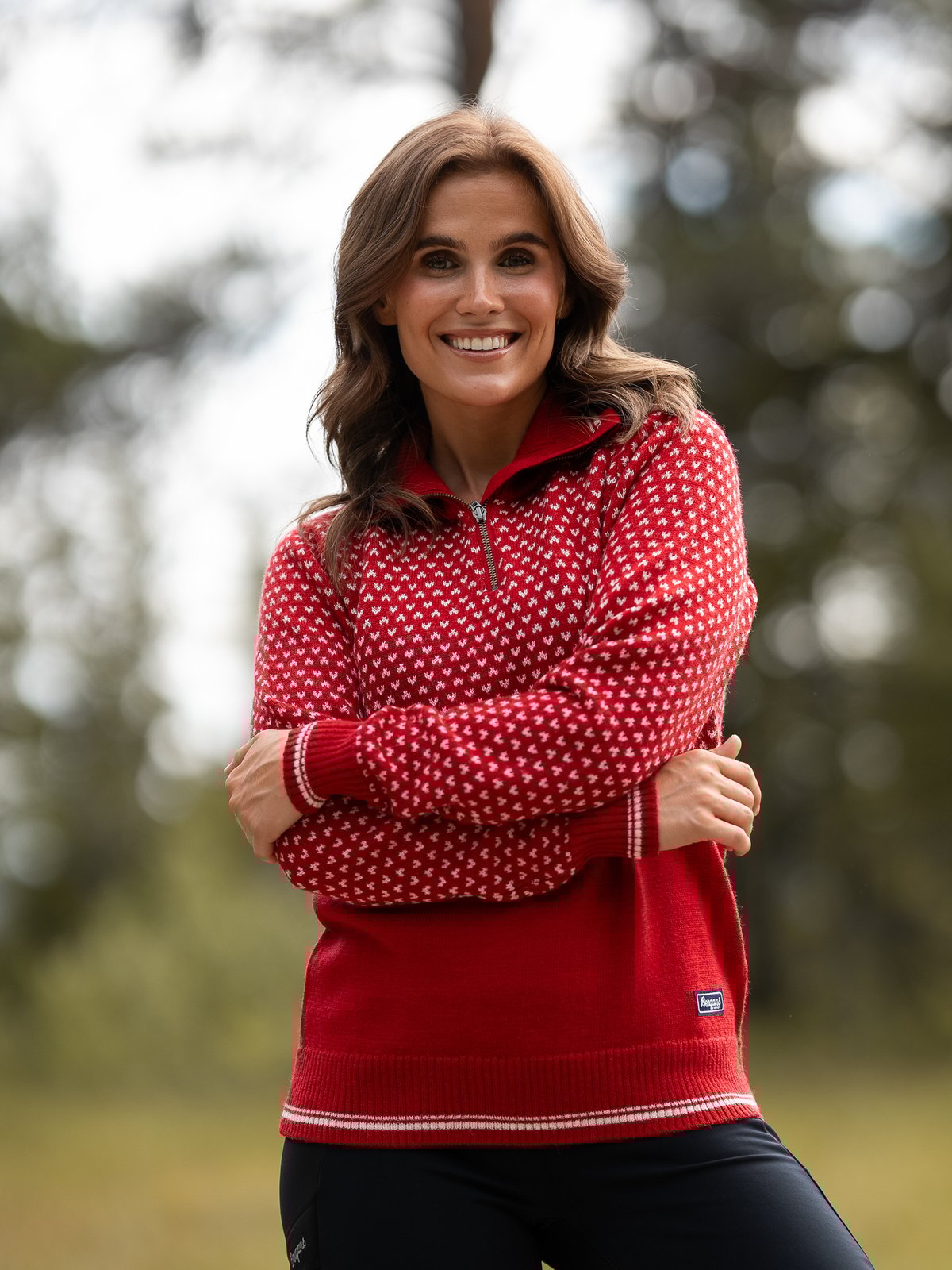 Bergans Alvdal Wool Half Zip Red / Vanilla White