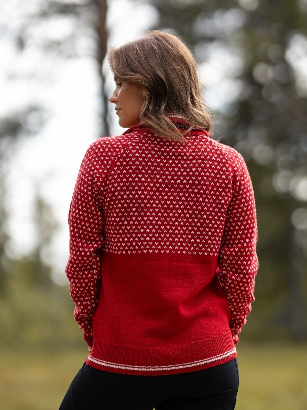 Bergans Alvdal Wool Half Zip Red / Vanilla White