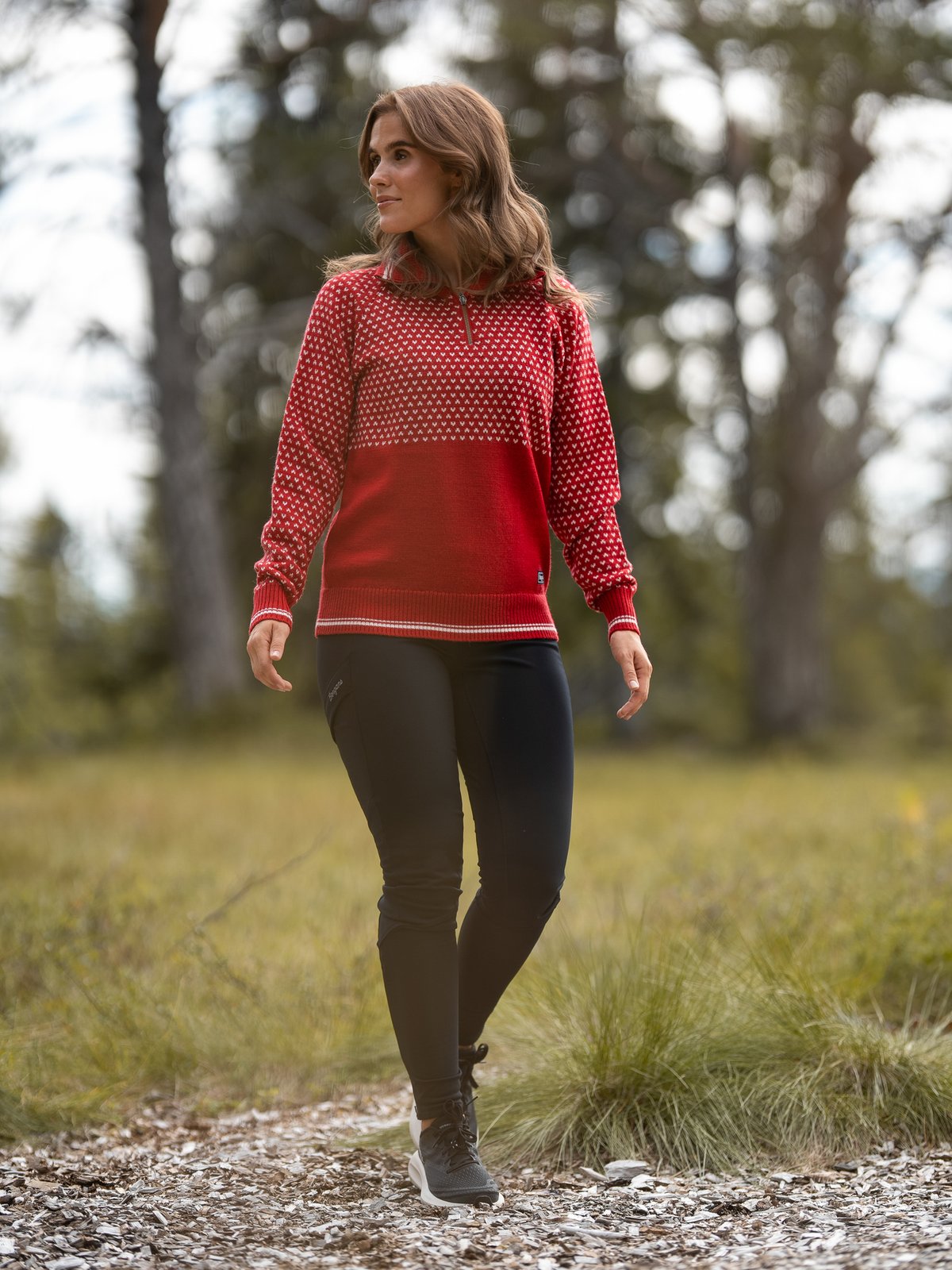 Bergans Alvdal Wool Half Zip Red / Vanilla White