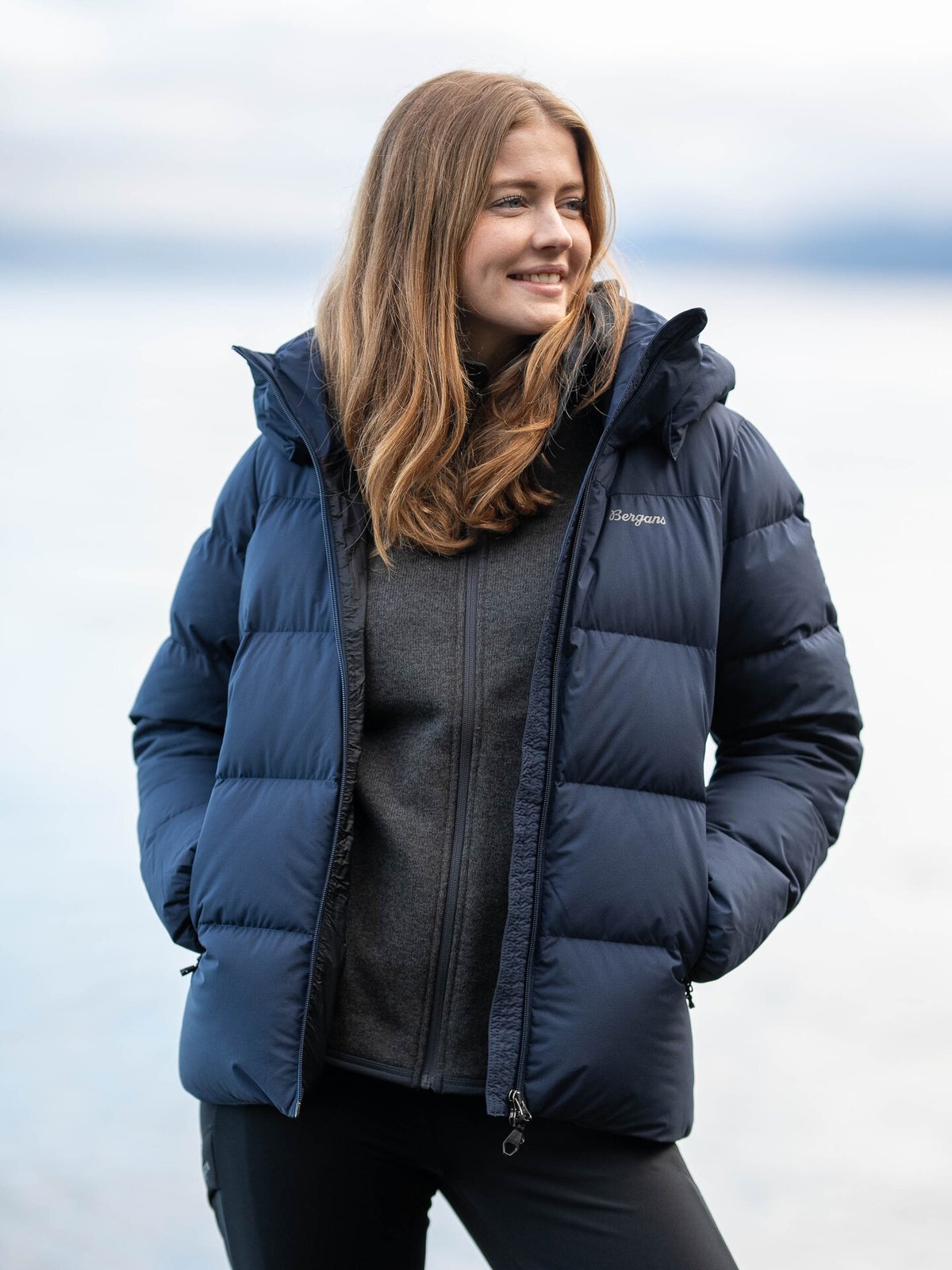 Bergans Lava Warm Down Jacket w/Hood Women Navy Blue