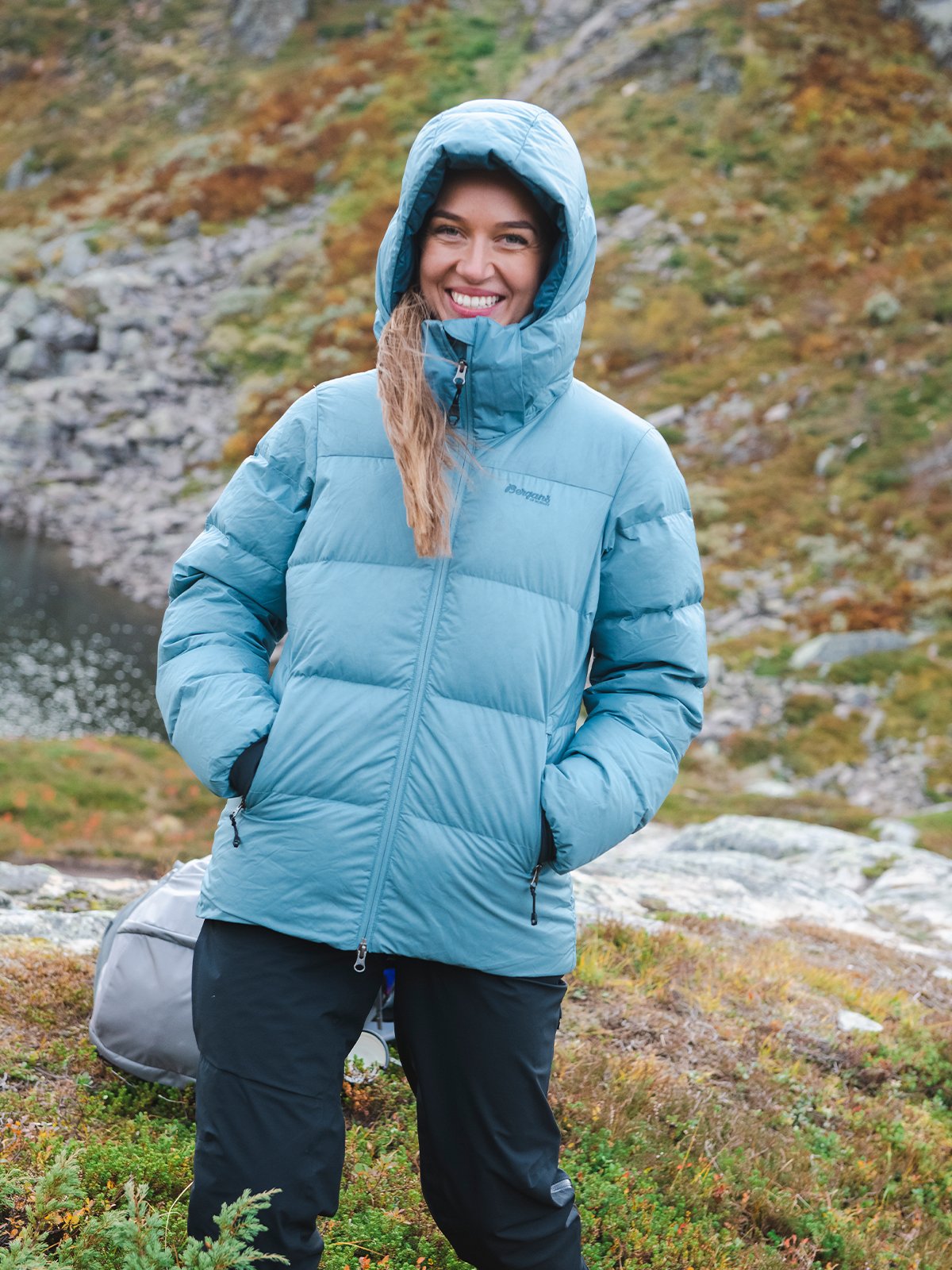 Bergans Lava Warm Down Jacket w/Hood Women Smoke Blue