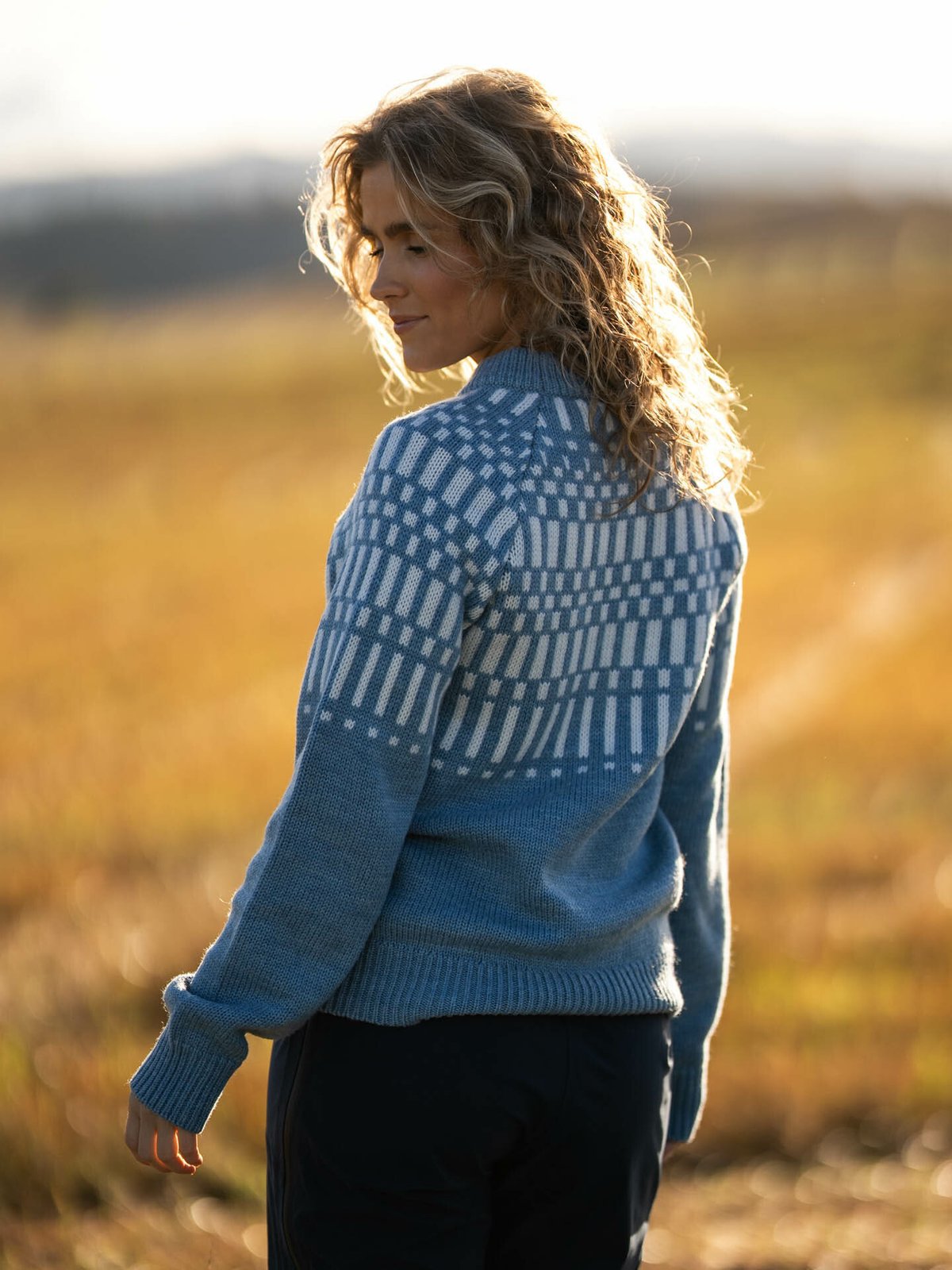 Bergans Nordmarka Merino Jumper Women Husky Blue / Vanilla White