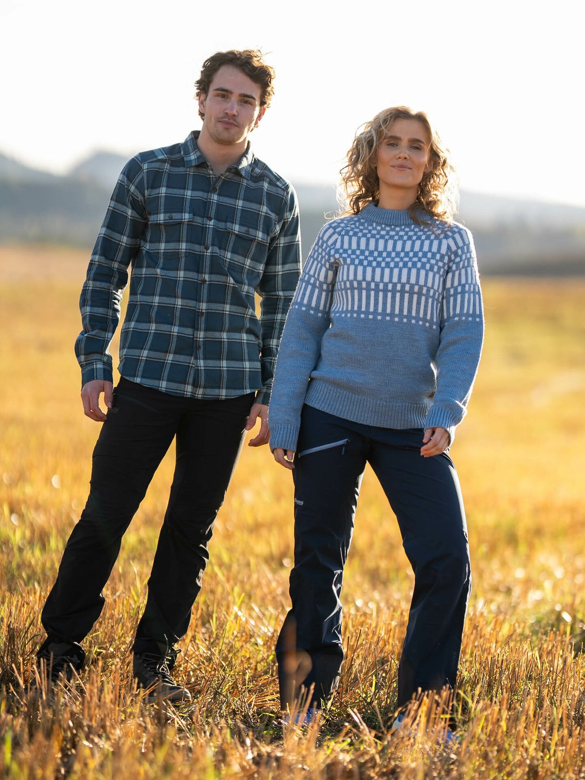 Bergans Nordmarka Merino Jumper Women Husky Blue / Vanilla White