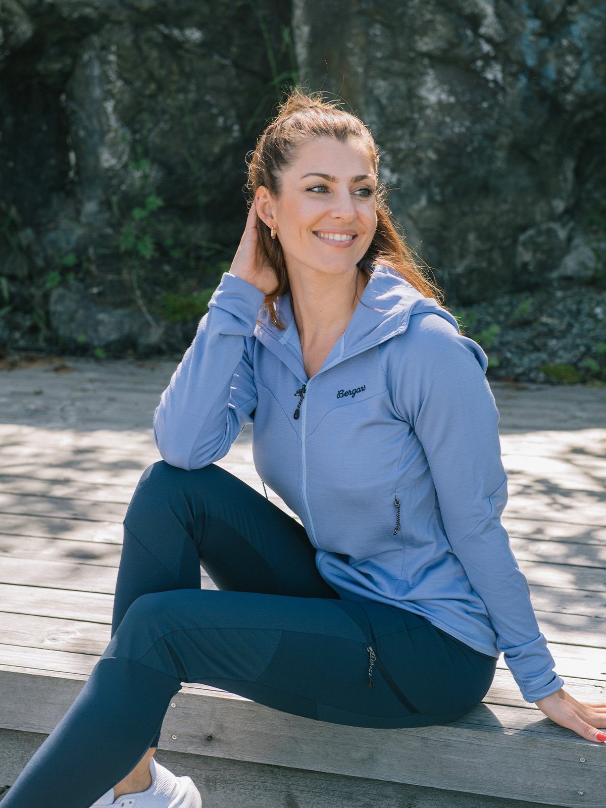 Bergans Tind Merino Hood Jacket Women Blueberry Milk