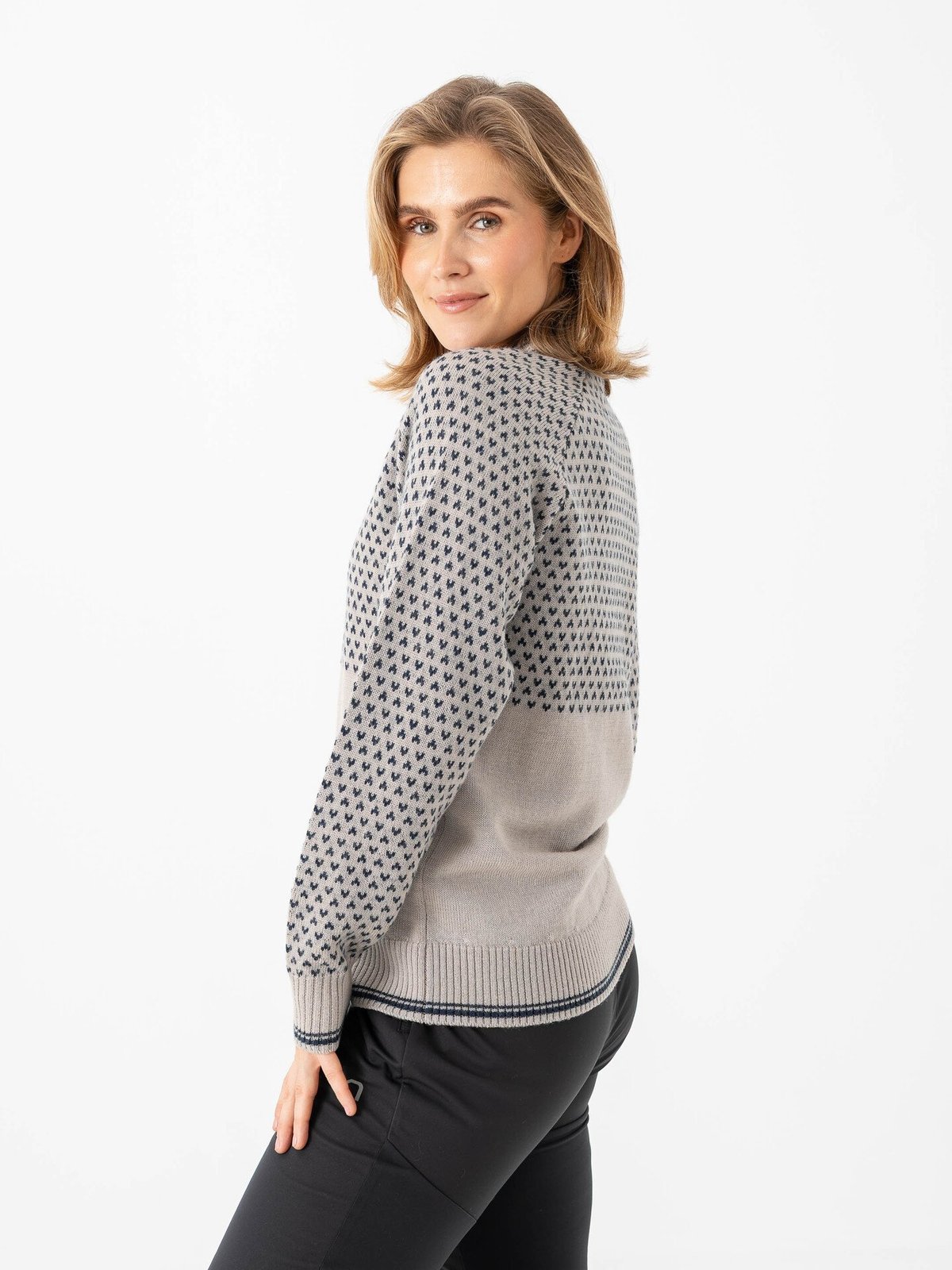 Bergans Alvdal Wool Jumper Women Sandstone / Navy Blue
