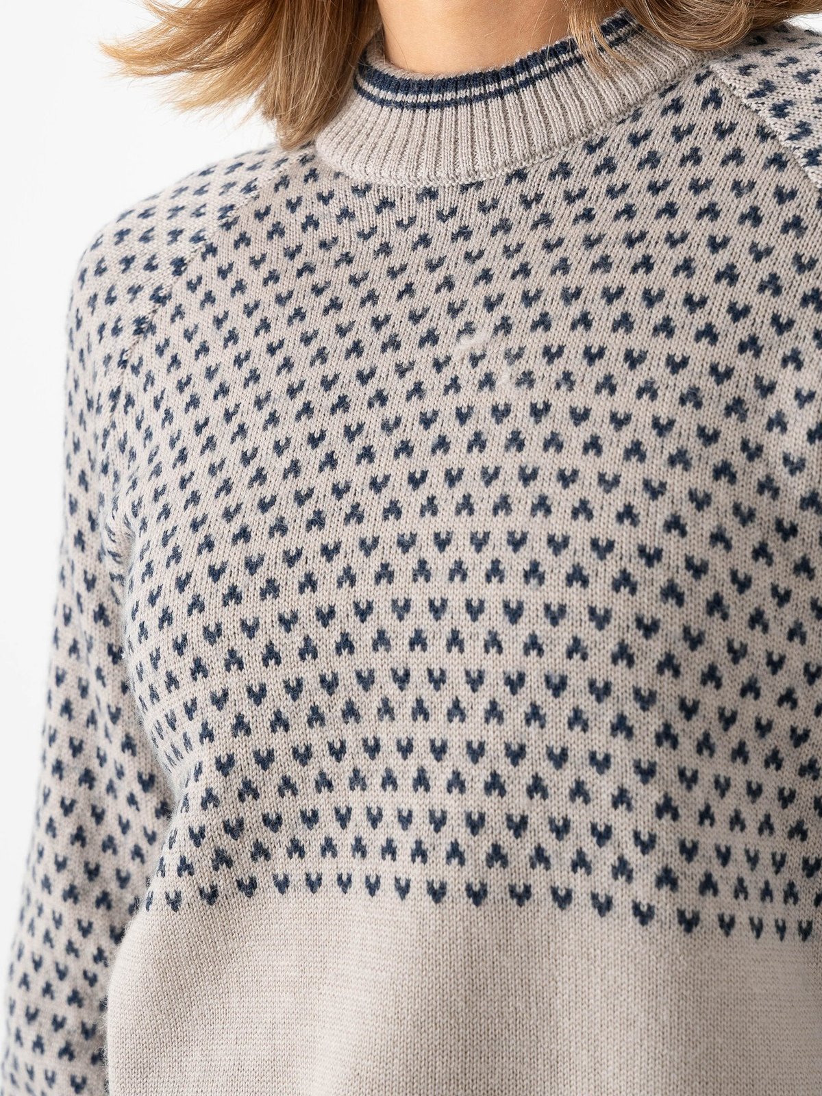 Bergans Alvdal Wool Jumper Women Sandstone / Navy Blue