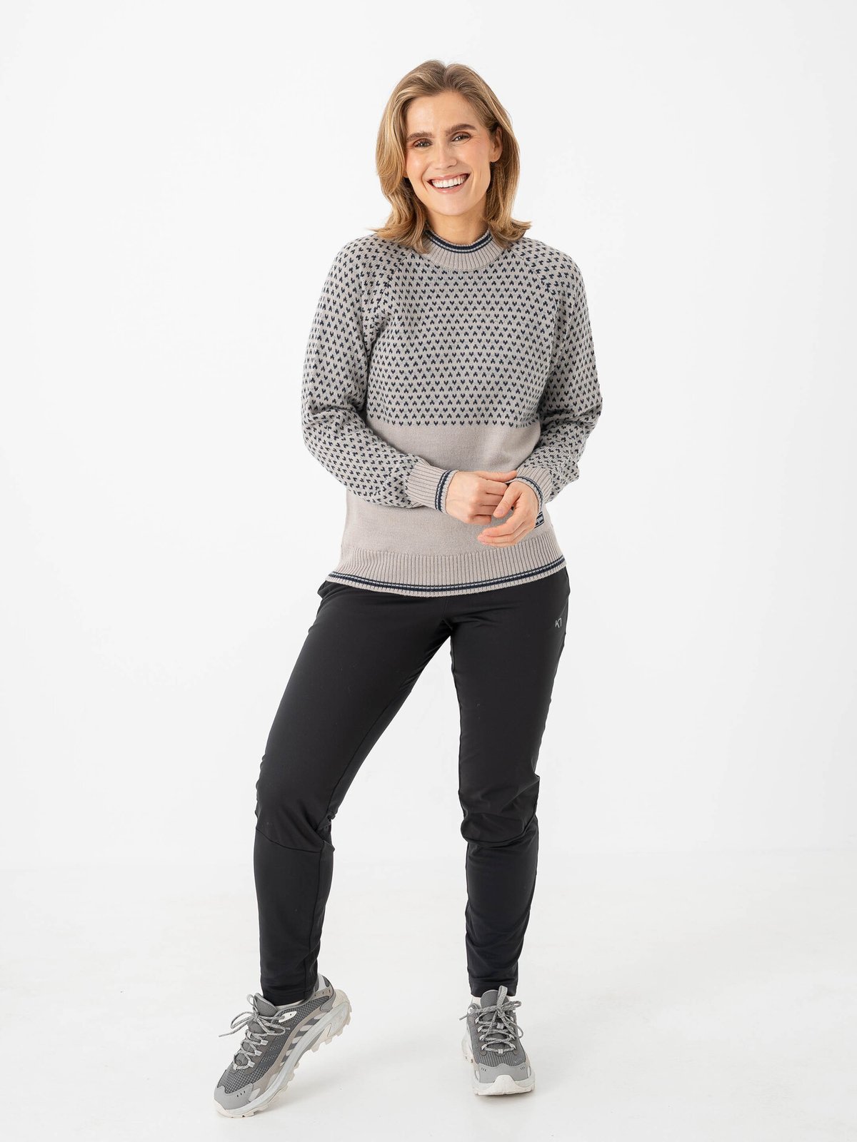 Bergans Alvdal Wool Jumper Women Sandstone / Navy Blue