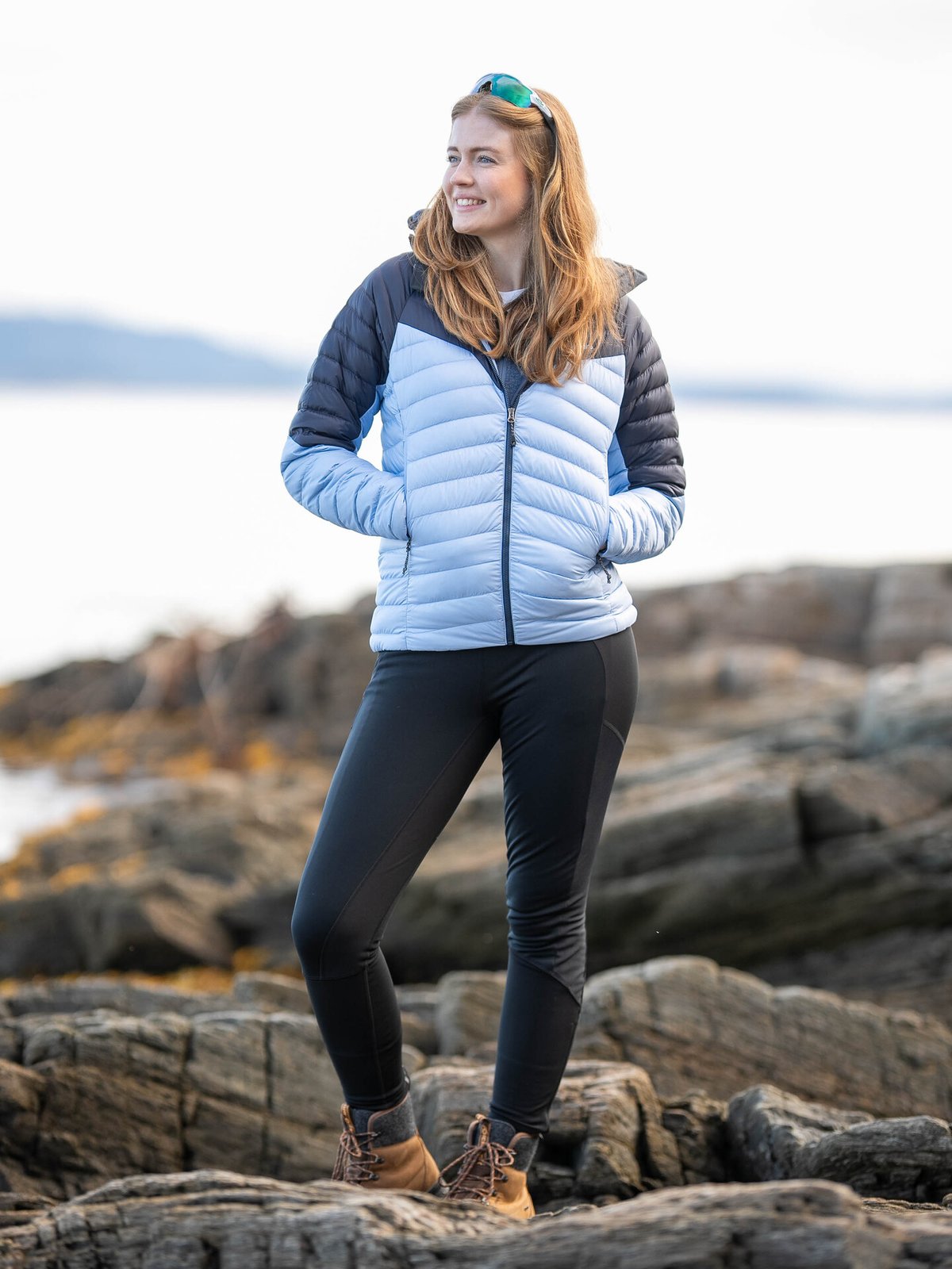 Bergans Tind Light Down Jacket Hood Women Blueberry Milk / Navy Blue