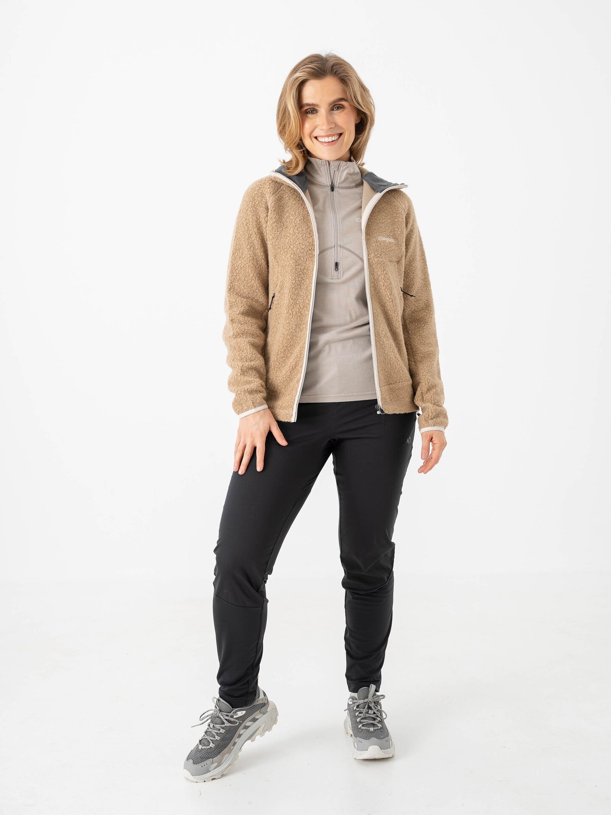 Bergans Vaagaa Merino Terry Midlayer Hoodie Women Sandstone