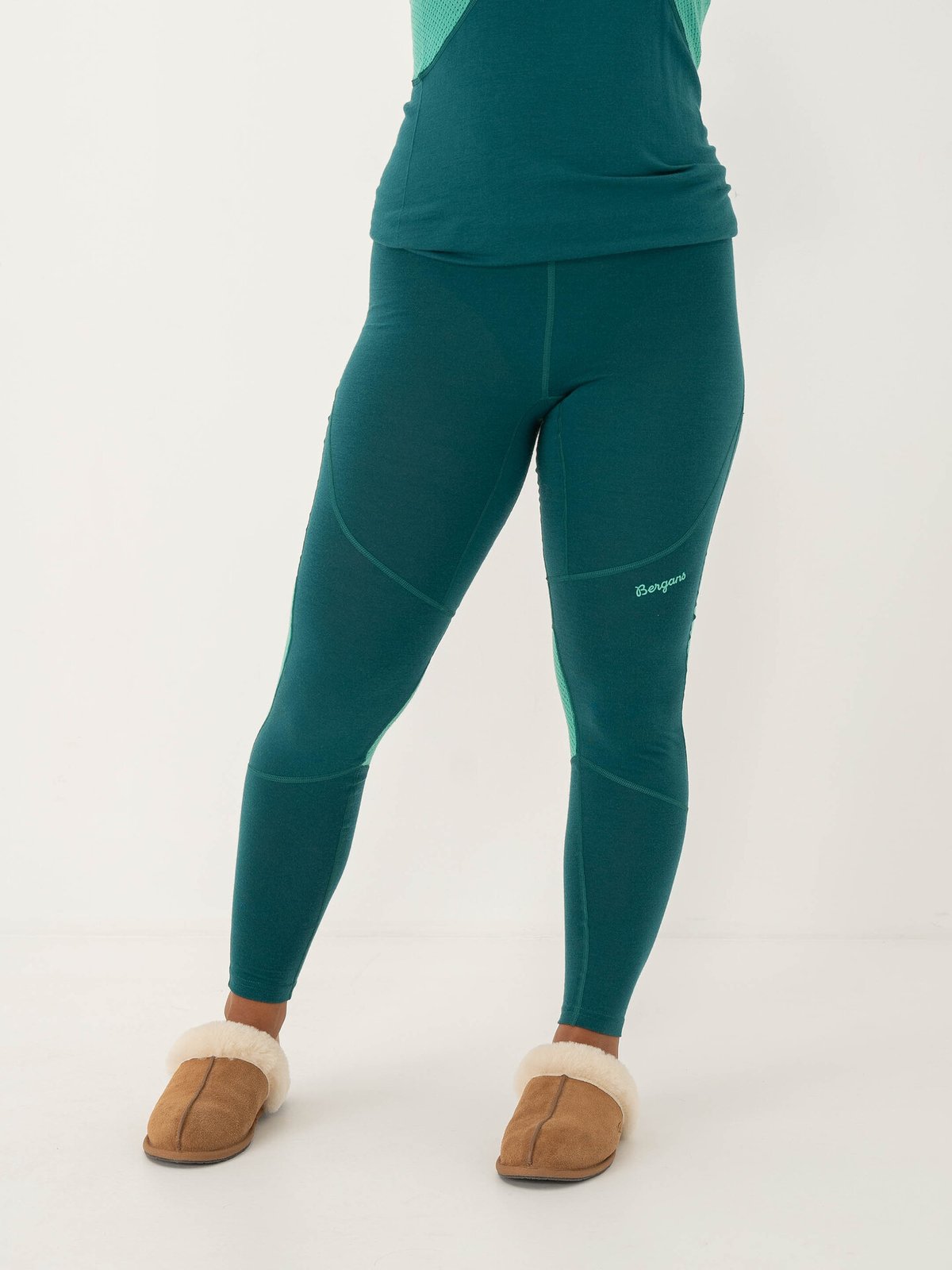 Bergans Inner:Pure Merino Tights Women Malachite Green / Light Malachite Green