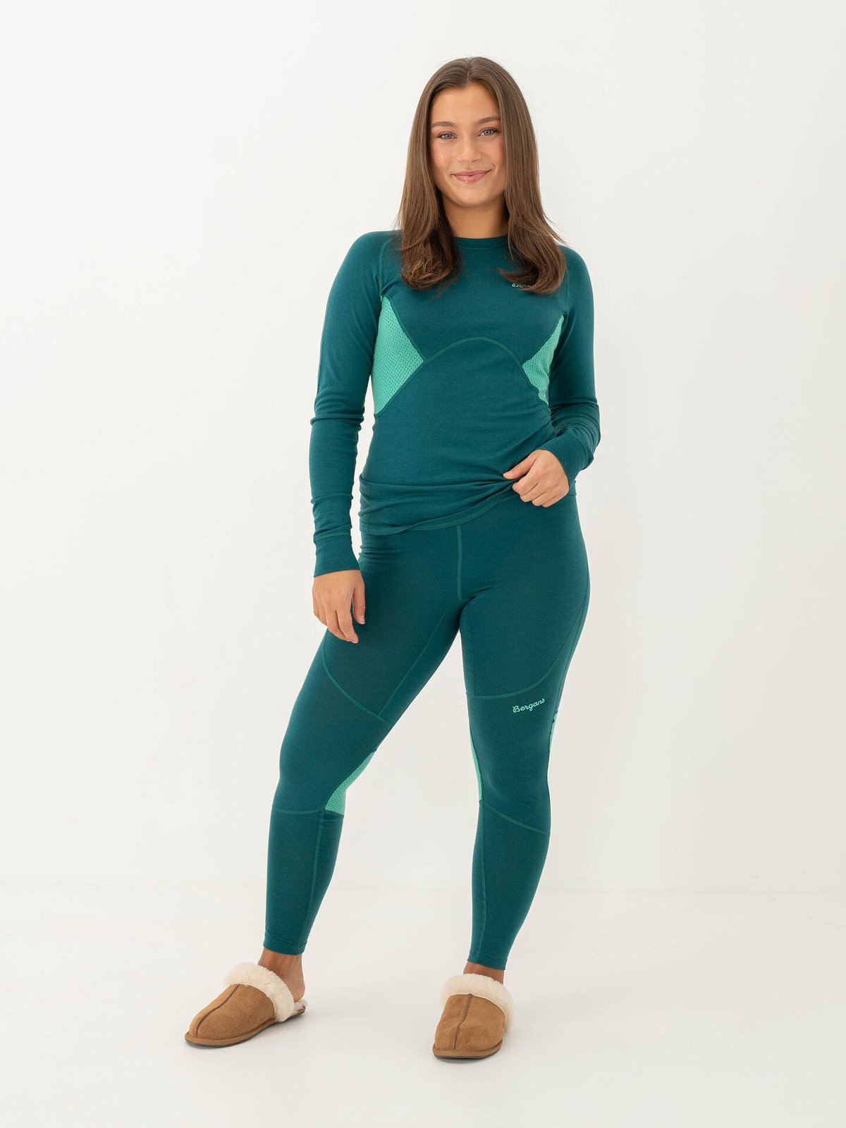 Bergans Inner:Pure Merino Tights Women Malachite Green / Light Malachite Green